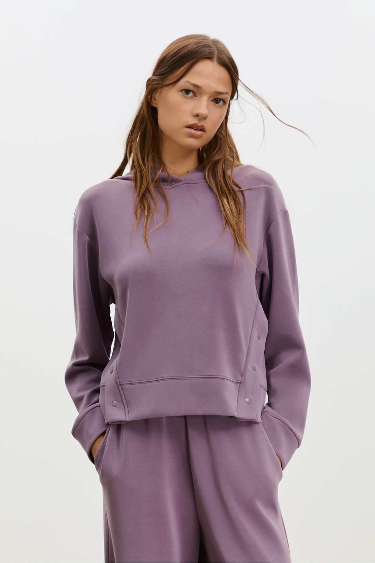 Stradivarius-Soft-touch hoodie with buttons 3
