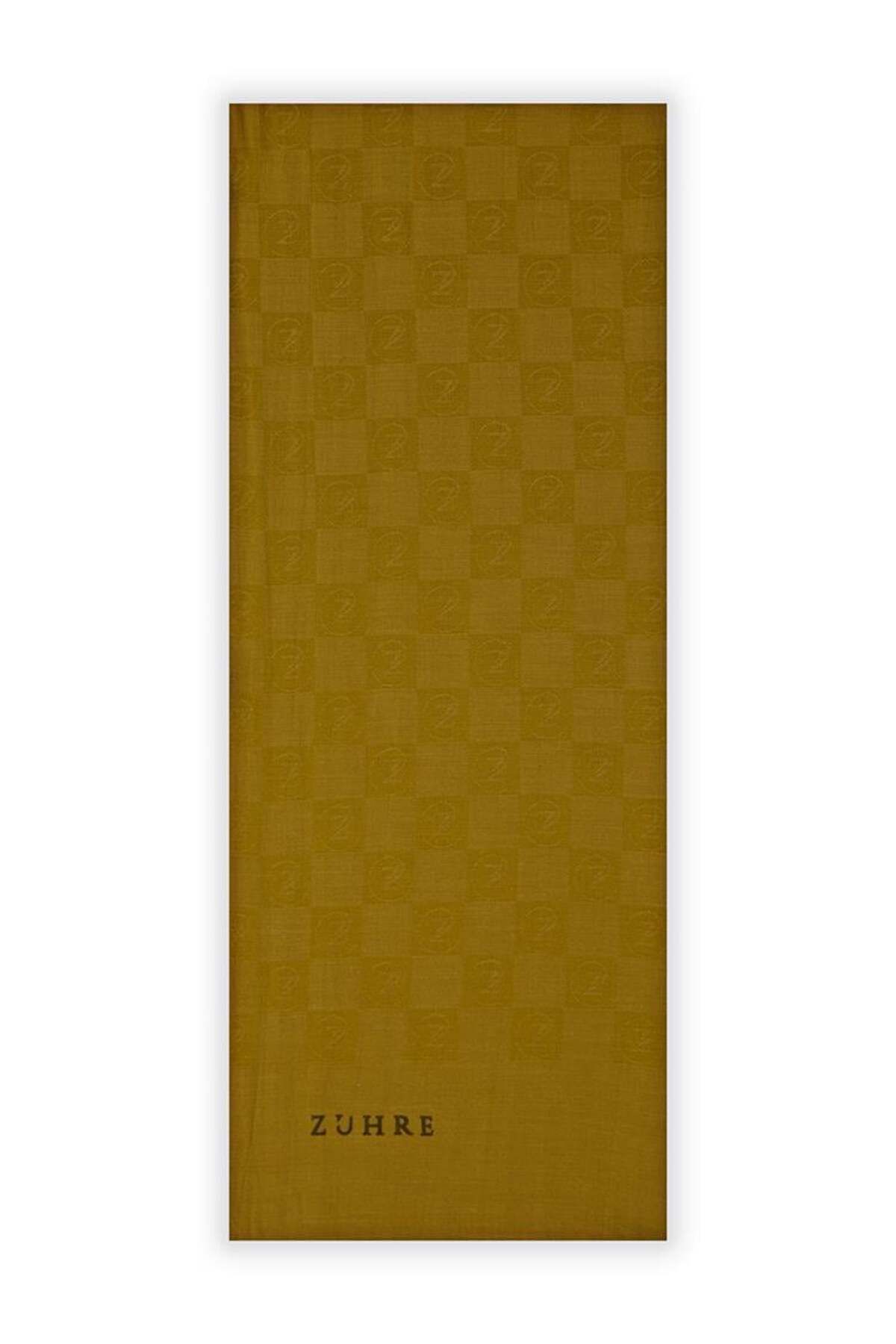 Zühre-Monogram Patterned Mustard Seher Shawl 0106 1