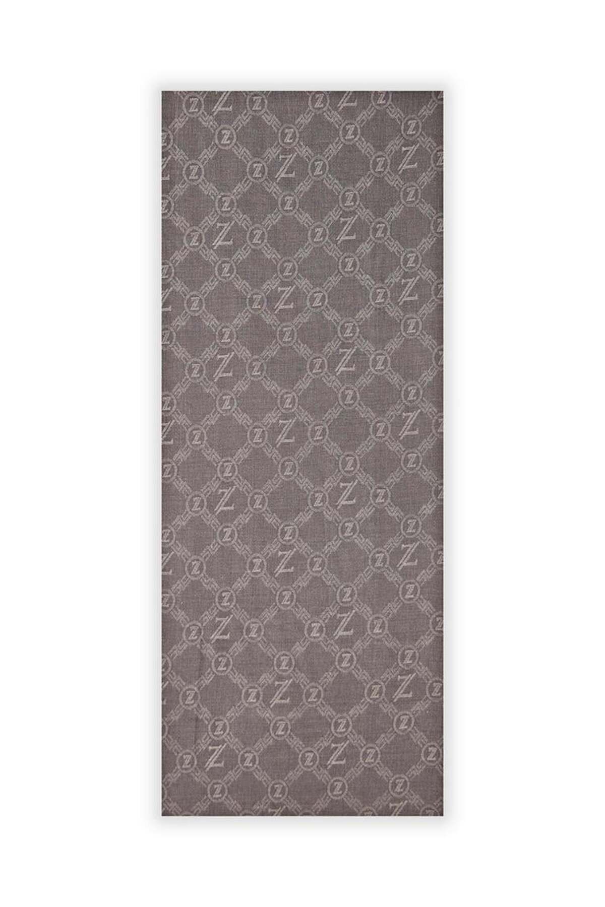 Zühre-Monogram Patterned Mink Greenhouse Shawl 0021 1