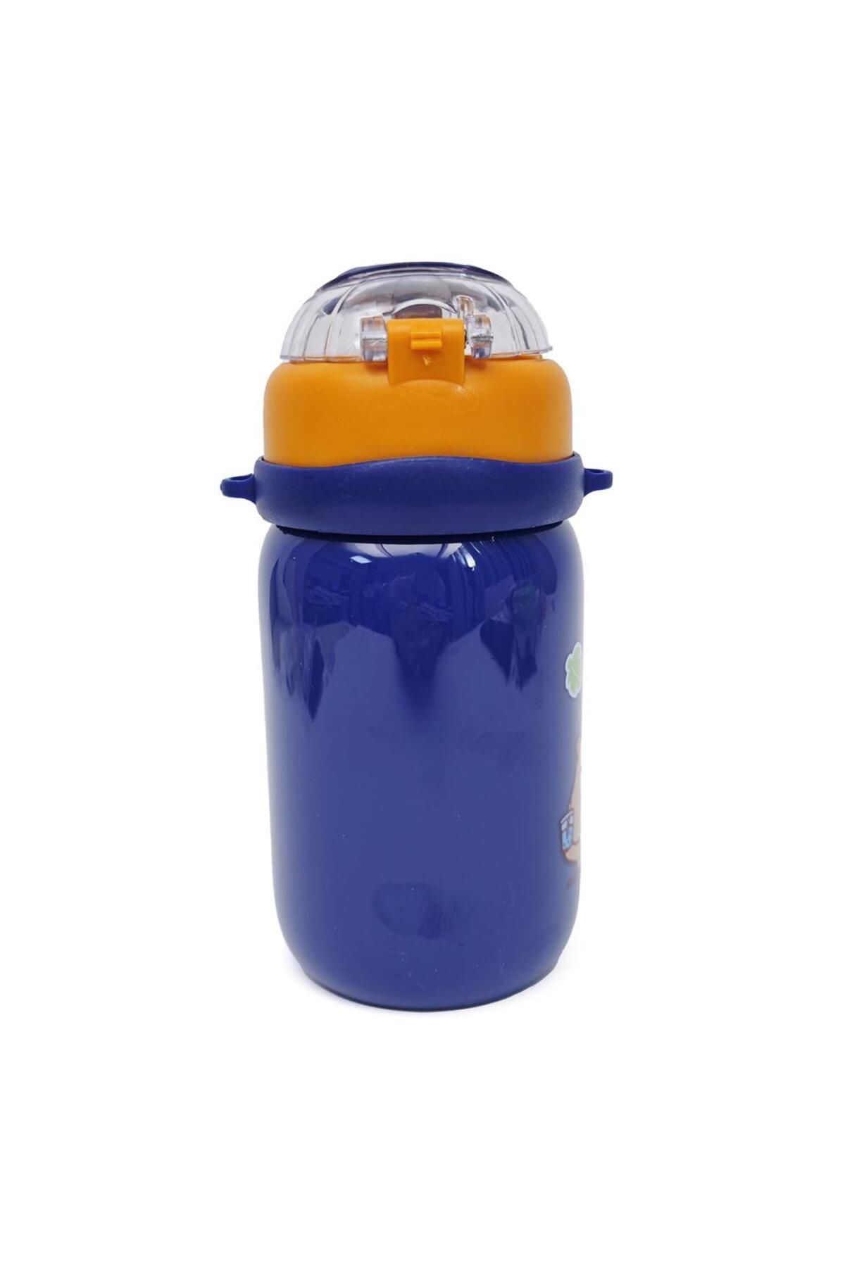 B4U-Kindergarten children's water bottle, bottle with pop-up flip-top lid with straw, with drawstring, navy blue 600 ml 8096 3