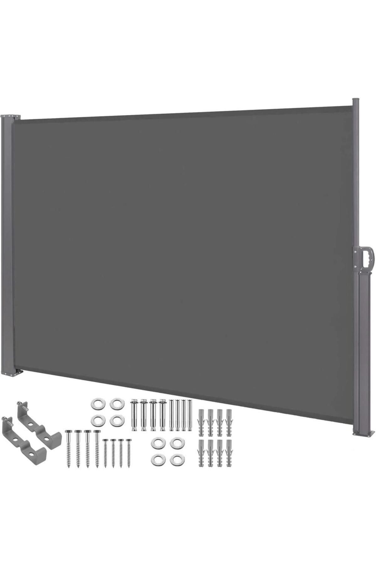 SERSIMO-Side privacy screen, extendable, fixing system included, 200x300cm, dark grey 20