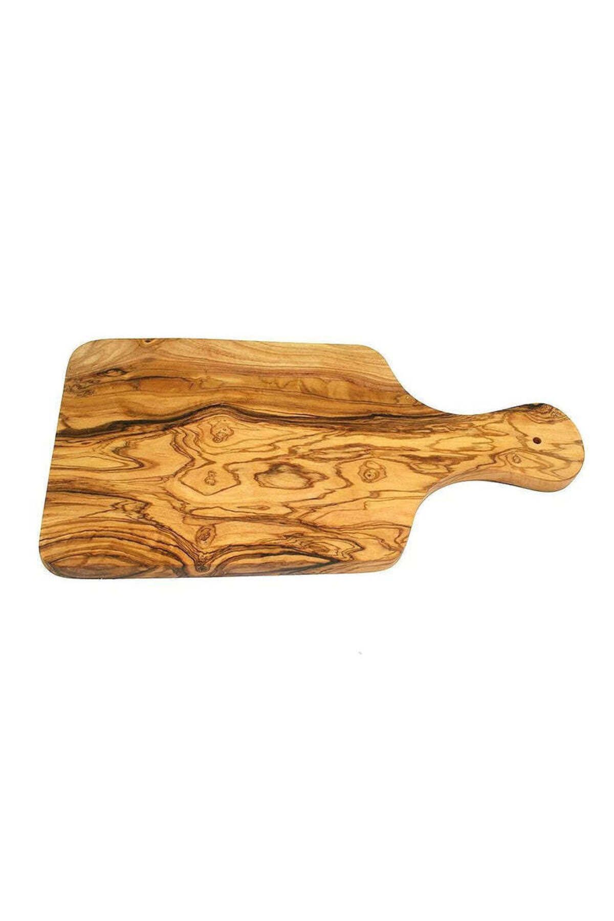 OEM-Olive wood chopping board with handle, 30cm, rectangular shape 4