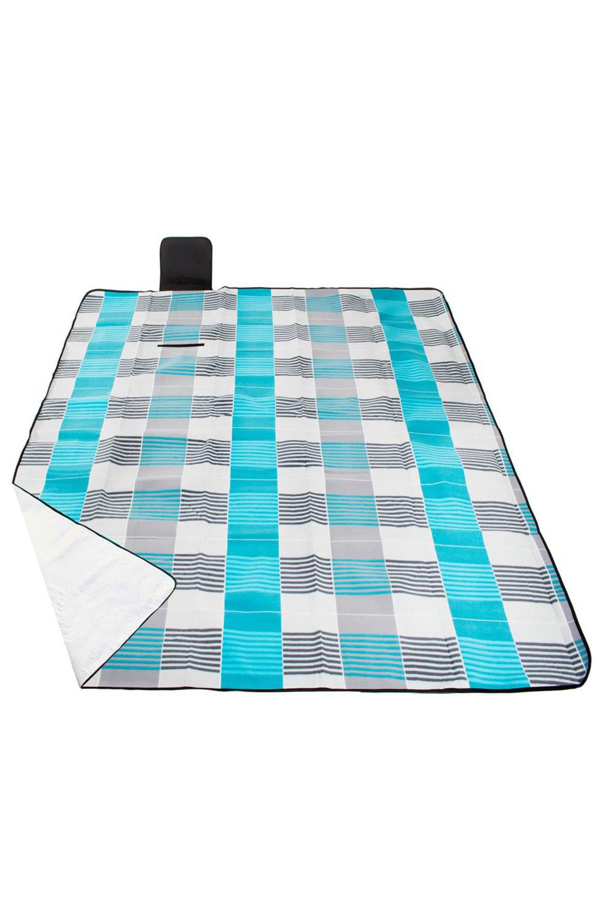 SERSIMO-Picnic or beach blanket, with insulating foil and handle, 200x240cm, blue-gray 2