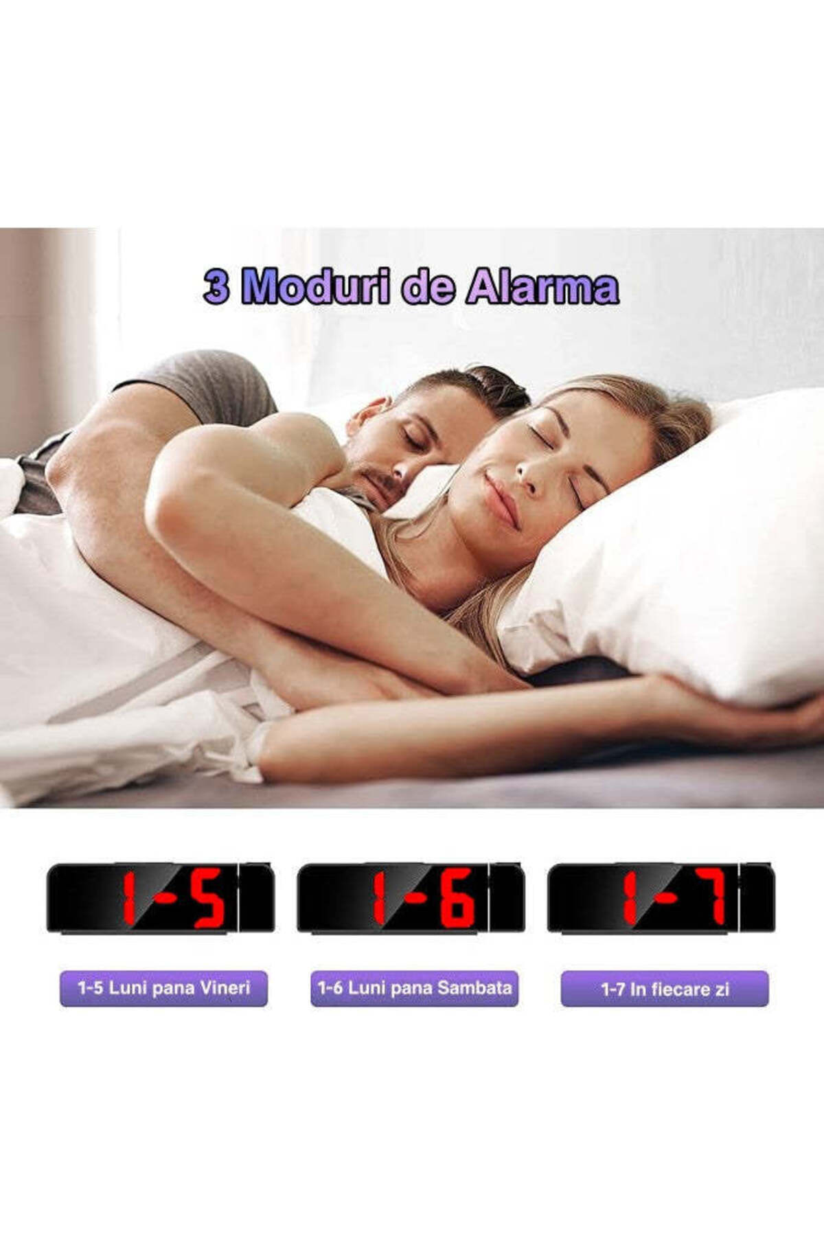 VTM-Red LED Digital Table Clock, 5M Projection, Temperature, Alarm, Snooze, Adjustable Brightness 2