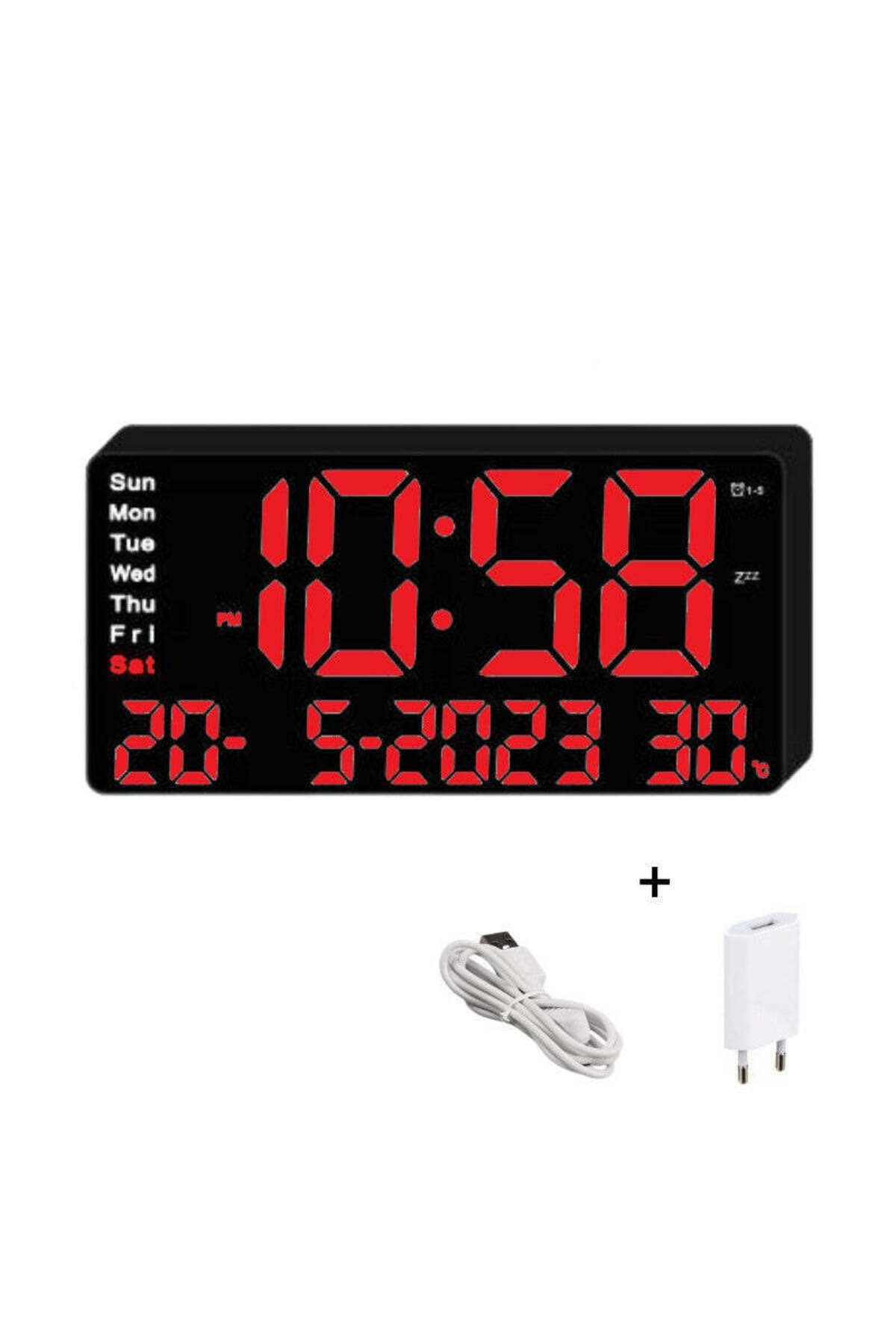 VTM-Digital Table Clock Red LED, Alarm, 3 Brightness, Calendar, Temperature, Snooze, Night Mode 1