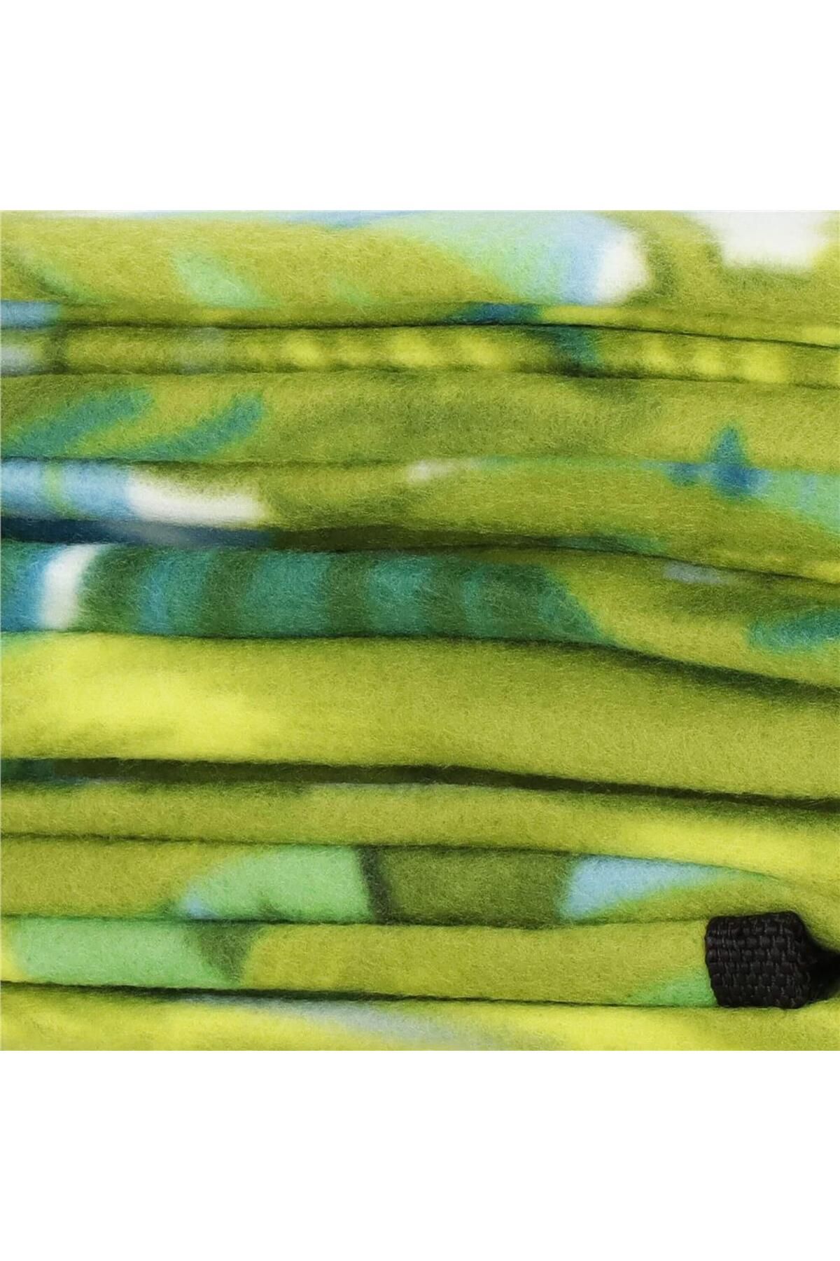 SERSIMO-Picnic or beach blanket, with insulating foil and handle, 200x200cm, leaf pattern, green 6