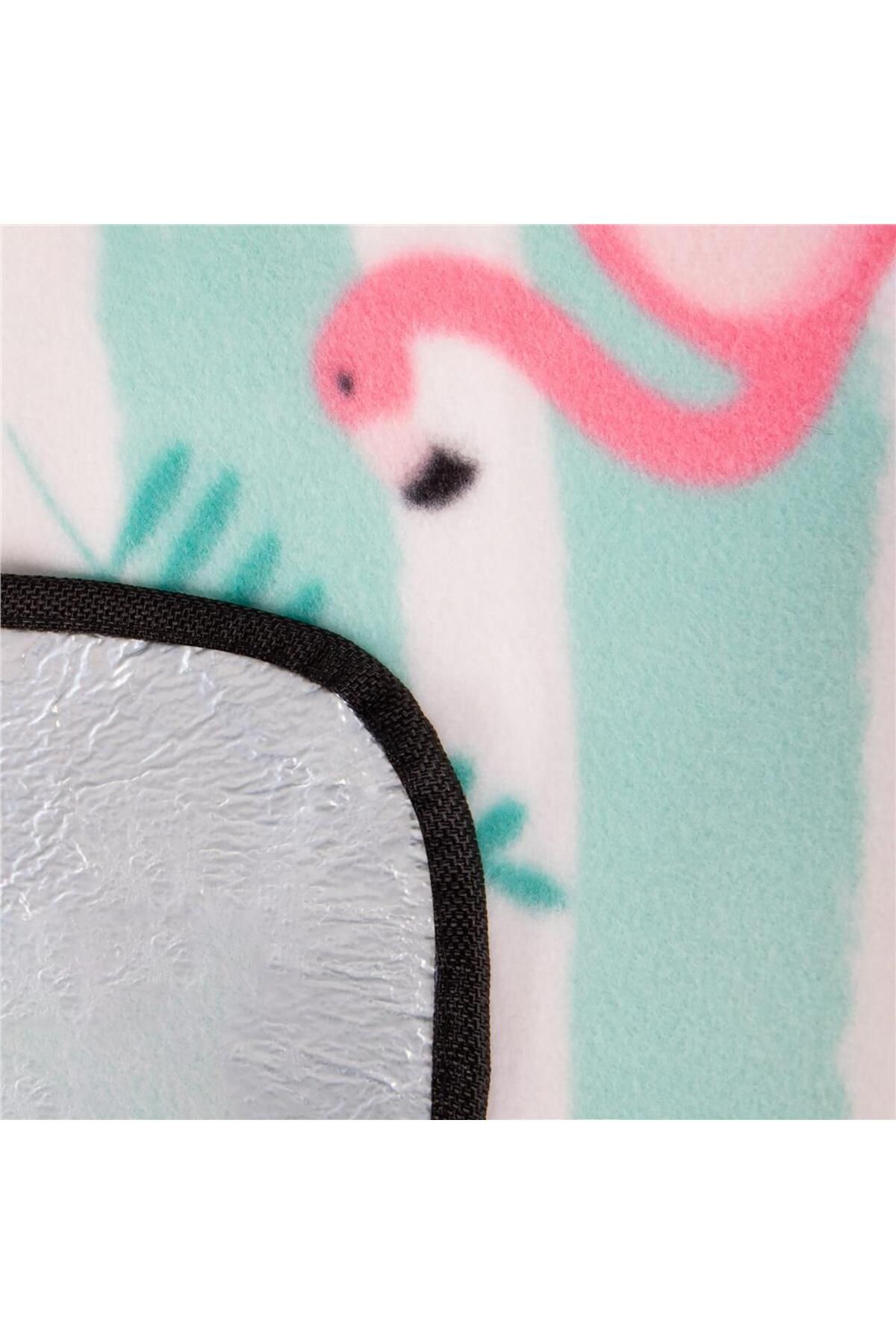 SERSIMO-Picnic or beach blanket, with insulating foil and handle, 200x200cm, flamingo, pink green 7