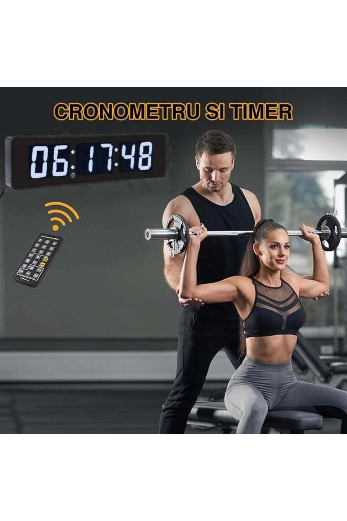 VTM-Digital Table and Wall Clock with White LED, Stopwatch, Timer, Alarm, 34x9cm 2