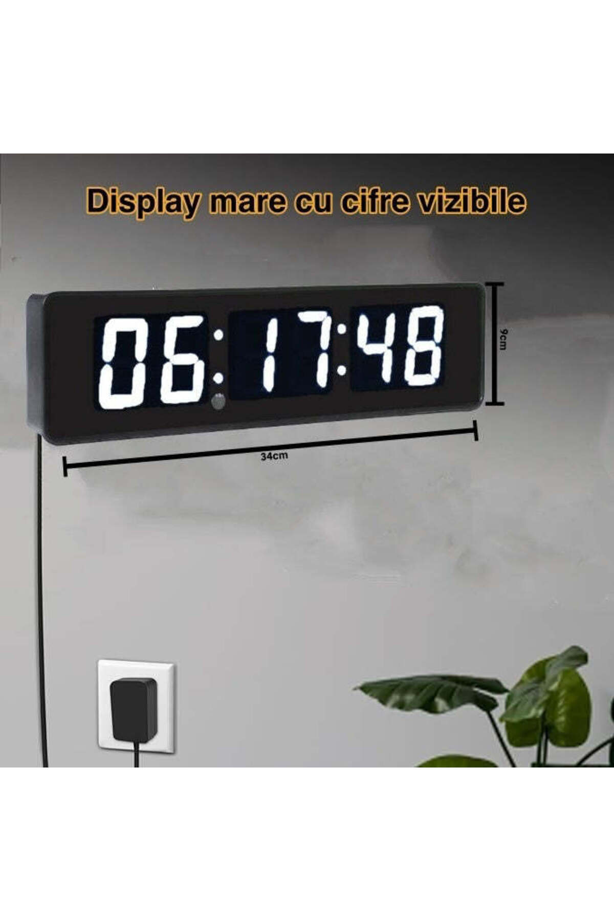 VTM-Digital Table and Wall Clock with White LED, Stopwatch, Timer, Alarm, 34x9cm 4