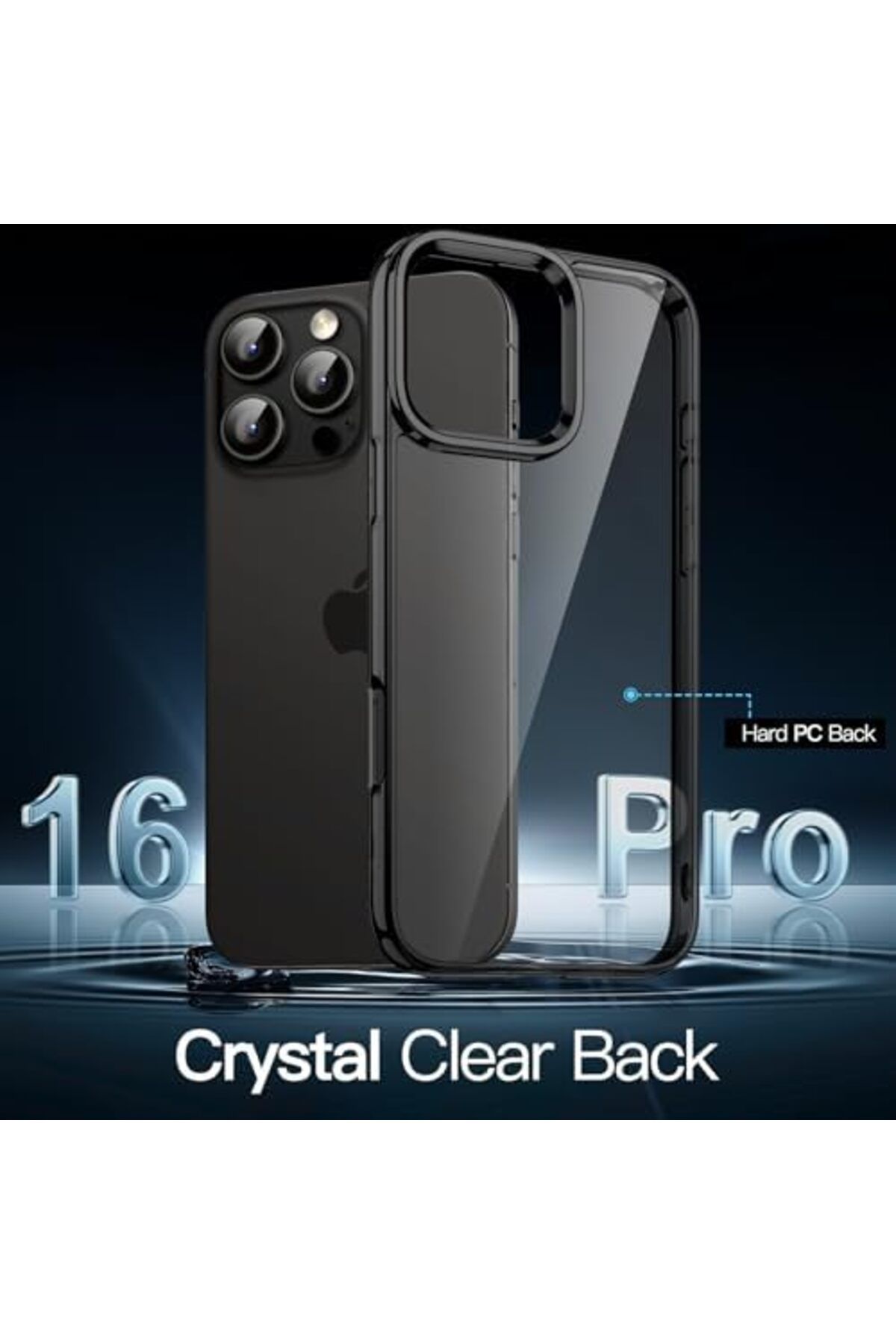 GENERAL-G-Tech Case for iPhone 16 Pro 6.3 inch, Transparent Scratch-Resistant Back - Black 6