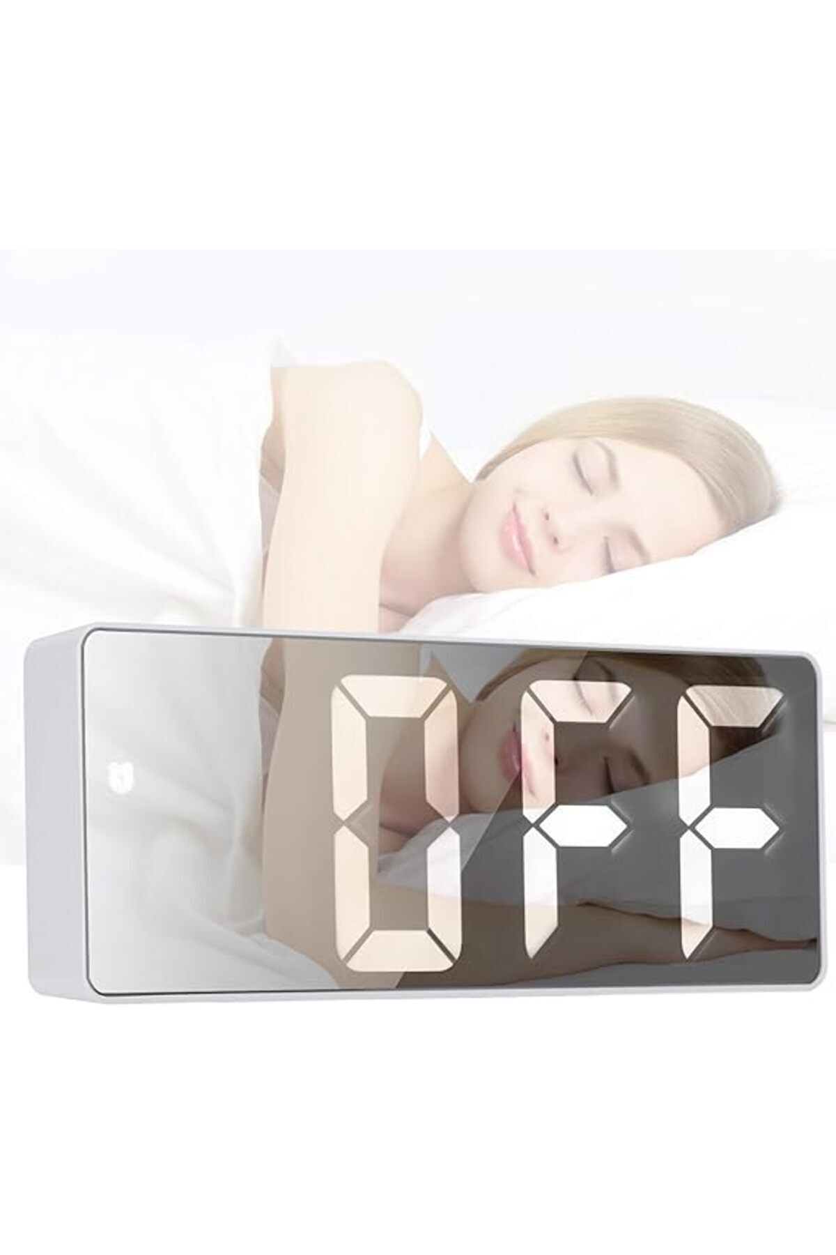 VTM-White Digital Clock with Red LED, Temperature, Alarm, Voice Control, 2 Brightness Levels 6