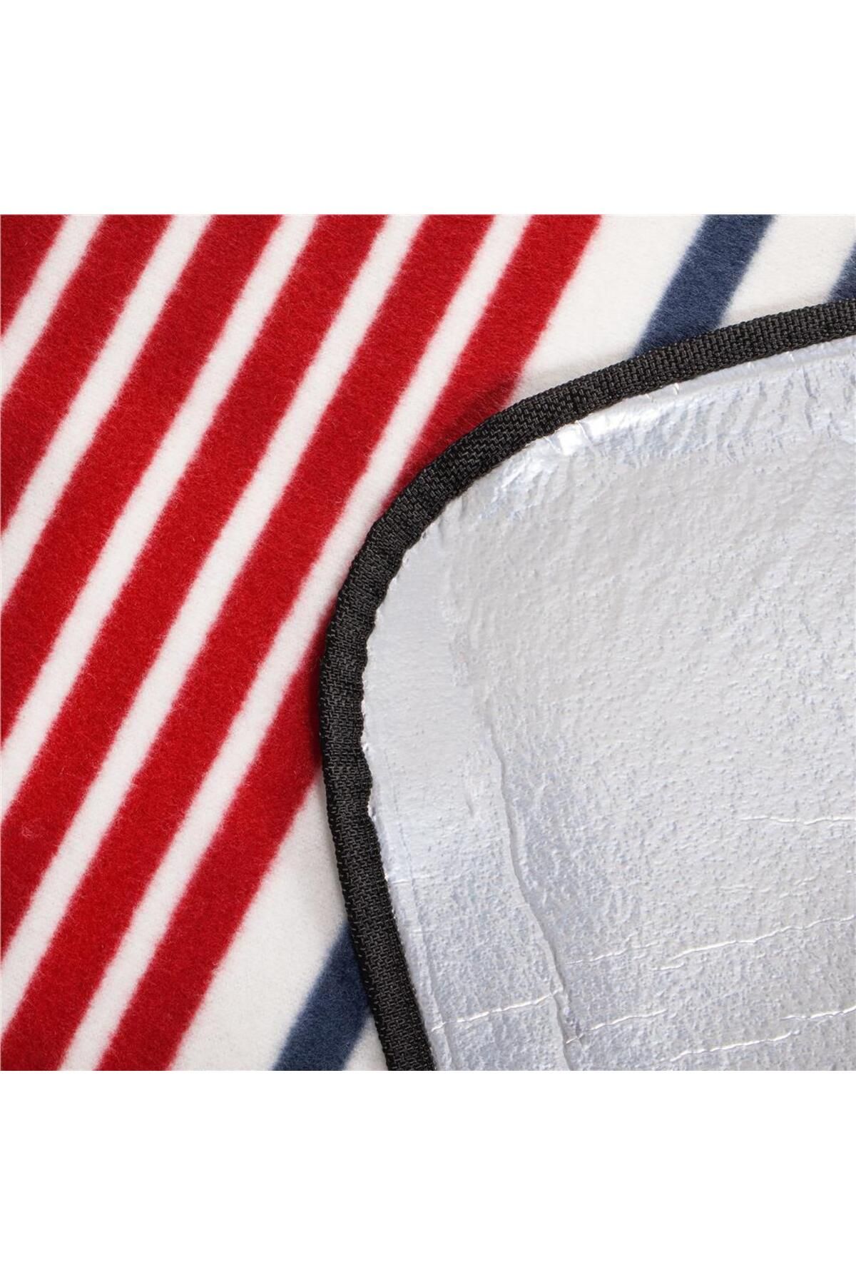 SERSIMO-Picnic or beach blanket, with insulating foil and handle, 200x200cm, blue red 4