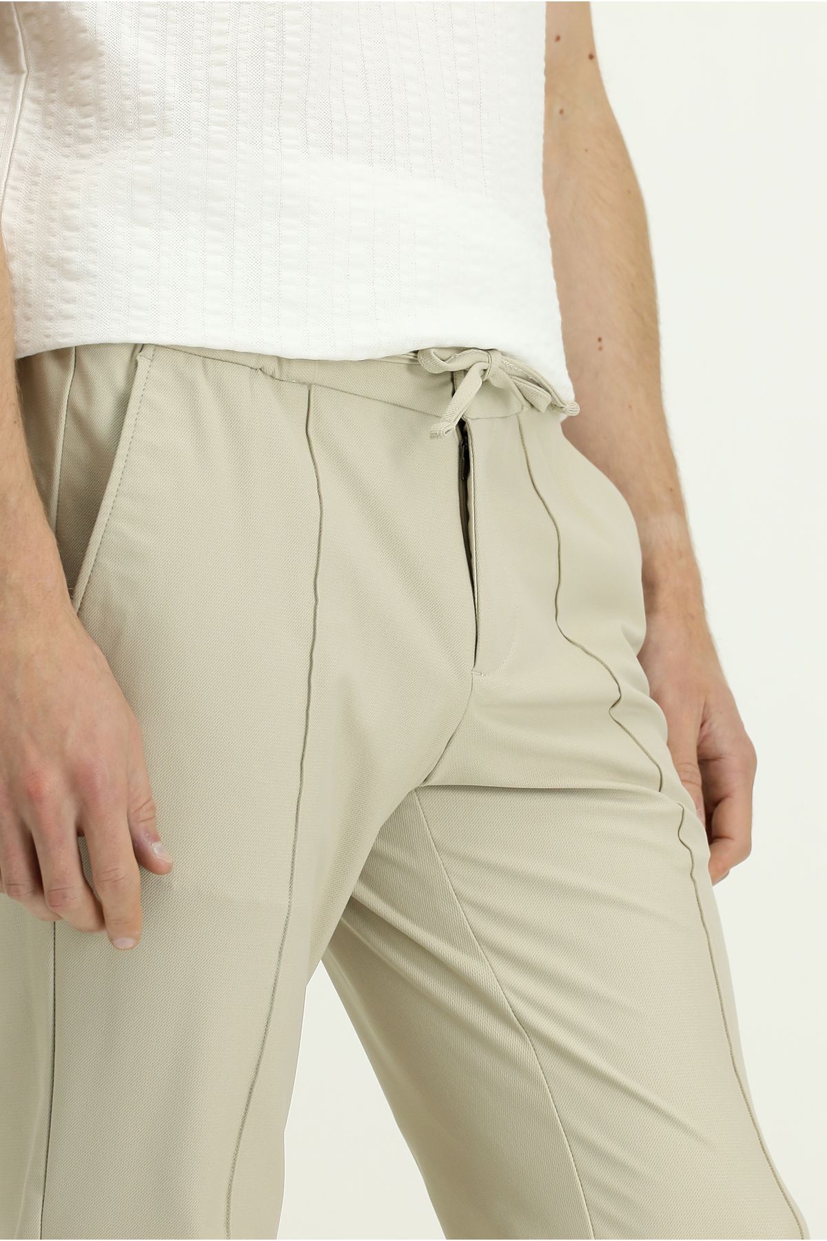 Kiğılı-Techno-Line Super Slim Fit Extra Slim Fit Lycra Elastic Waist Drawstring Classic Fabric Pants 5