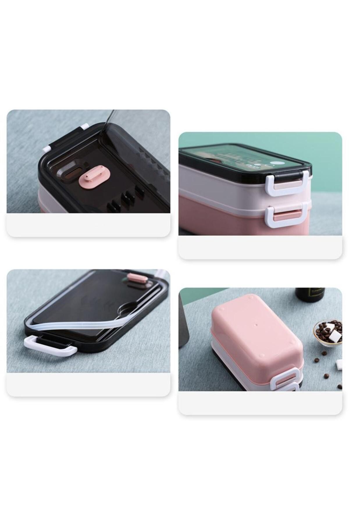 Cozy Nest-Bento Lunch Box for Adults & Kids 2 Compartments and Divider with Cutlery Set for School & Work 4