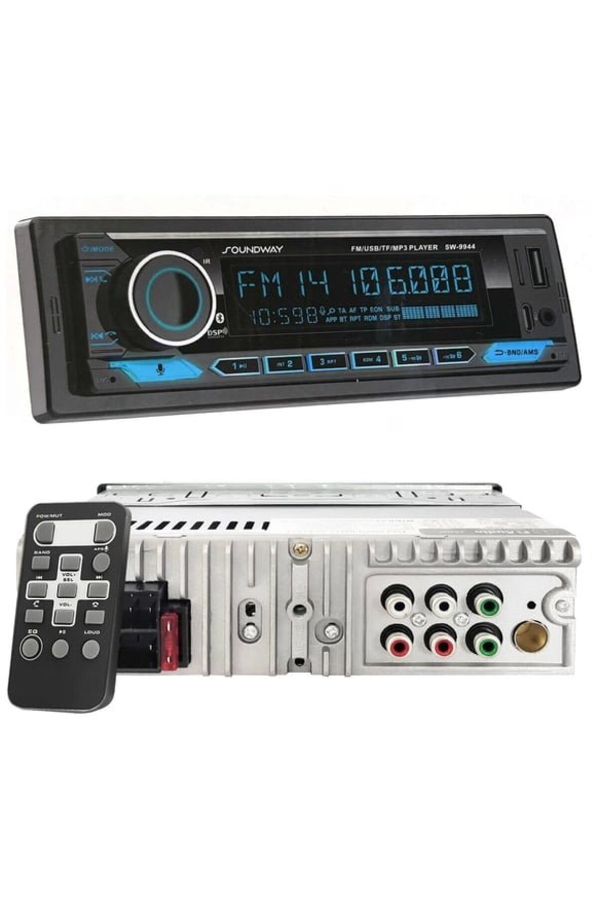 Soundway SW-9944 DSP Oto Teyp 4X60W Bluetooth Mobil Aplikasyon Usb Type-C Sd Fm Aux