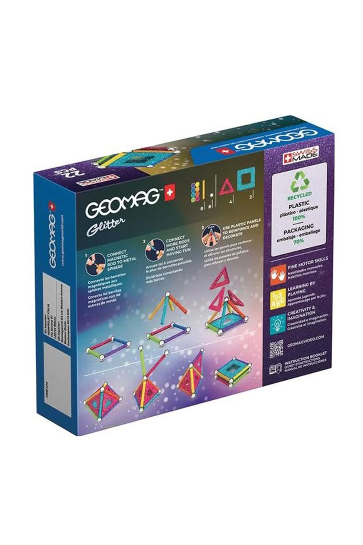 paraply Geomag Glitter Manyetik Zeka Oyunu 22 Parça Kız Çocuk Erkek Çocuk Oyuncak Eğitici Oyuncaklar fotoğrafı 2 (önizleme)