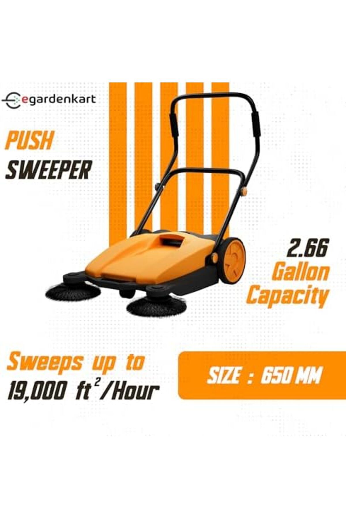 Egardenkart-, Walk-Behind Outdoor Hand Push Sweeper - 2.66 Gallon Capacity, 27.5" Sweeping width, Swe 4