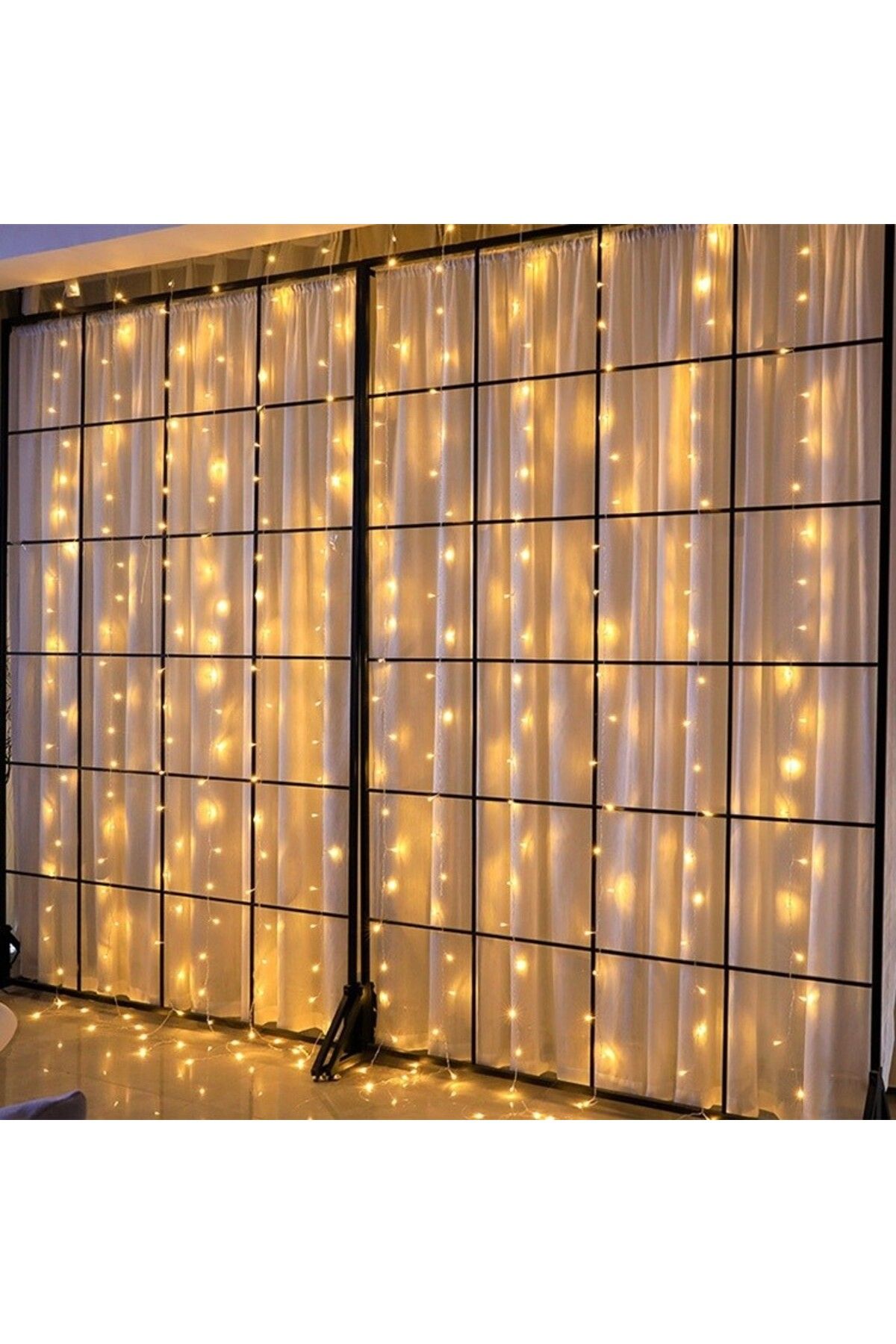 Teo-Instalatie Craciun, Tip Perdea, IP44, 4 m x 1 m, 240 LED-uri, Alb cald, cu flash, Transformator cu t 2