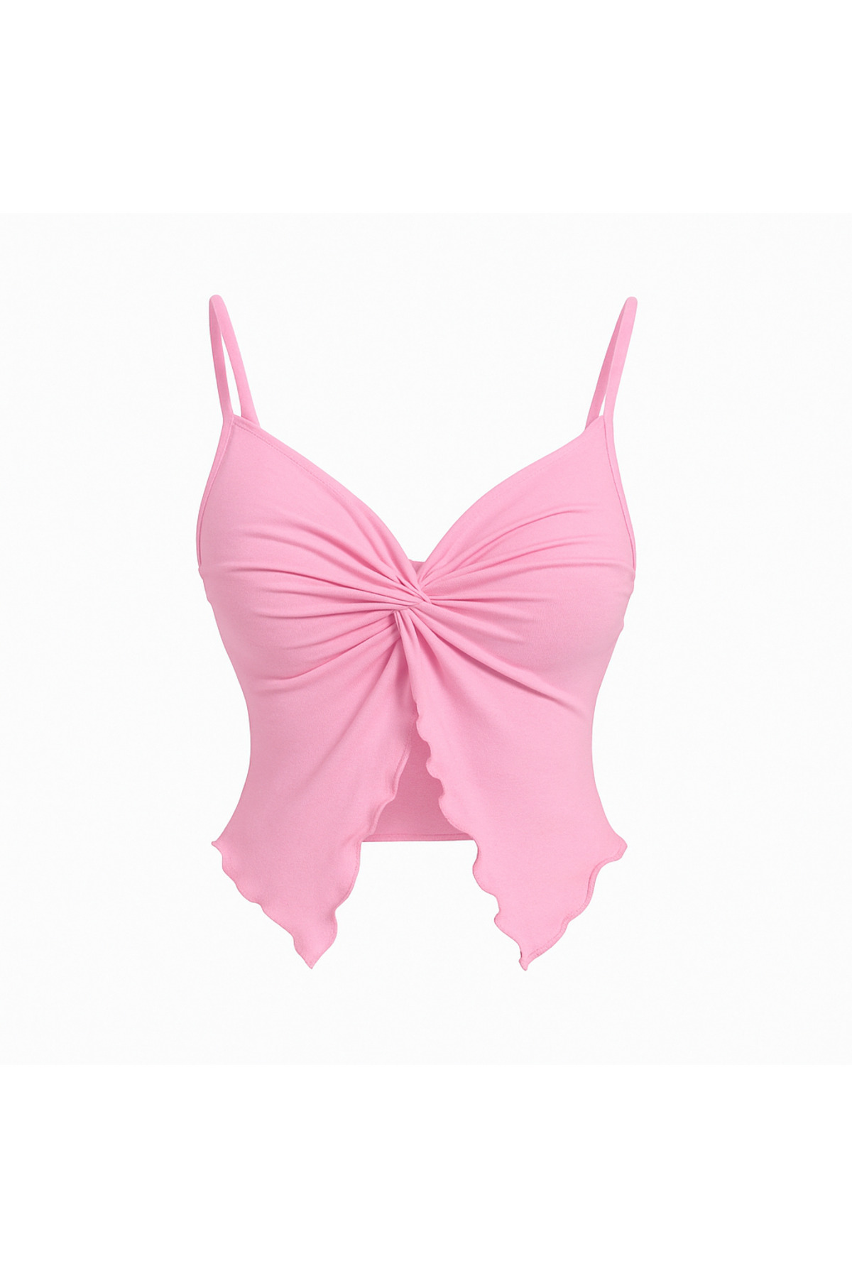 Wild Flower Pembe Ön Büküm İnce Askılı Alaçatı Crop - Fiyatı