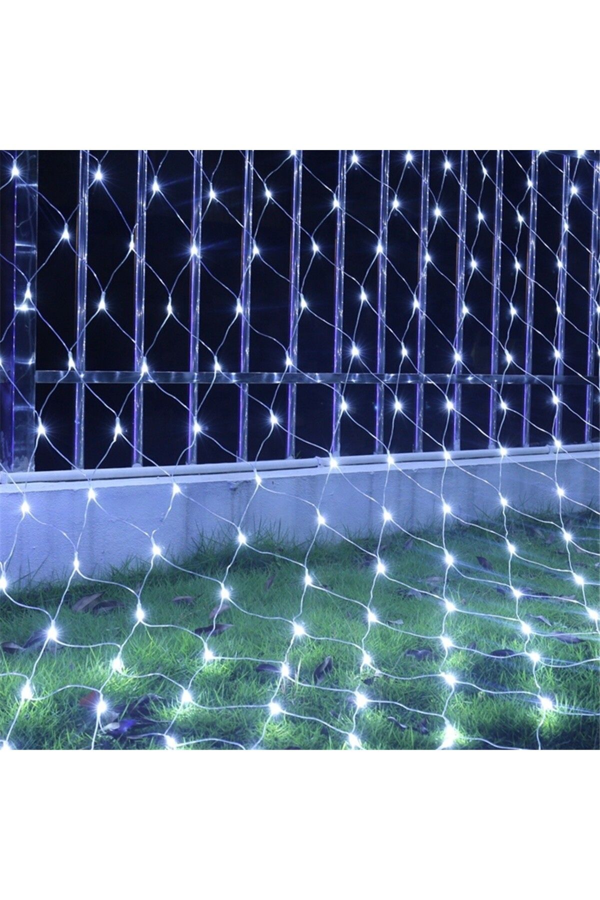 Teo-Instalatie Craciun, Tip Plasa, 1 m x 3 m, 160 LED-uri, Alb rece, 8 jocuri de lumini, Transformator c 4