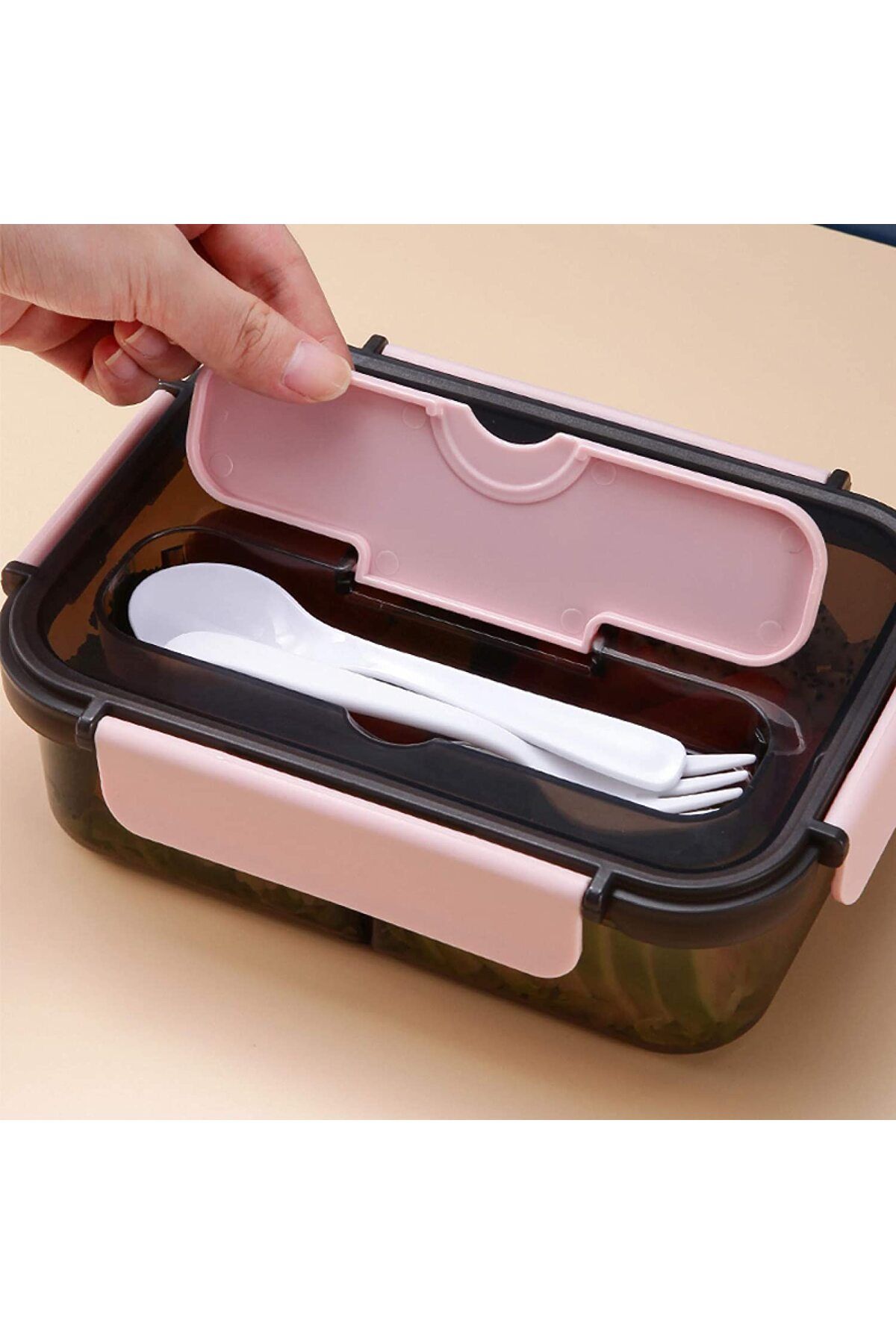 Cozy Nest-Lunch Box with 3 Compartments 1500ml Meal Prep Container for Adults & Kids with Spoon & Fork 3