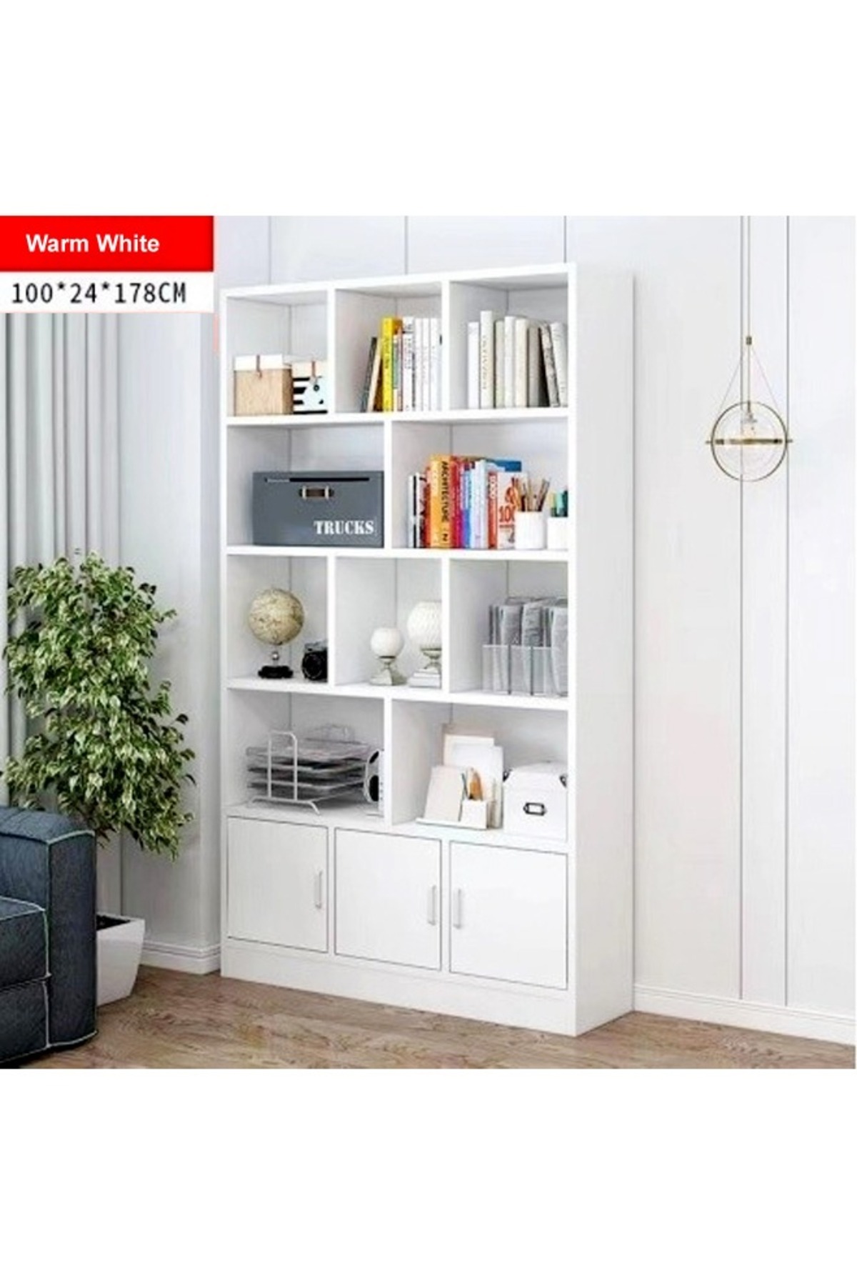 Raffine-Modern multi-tier bookshelf with large storage and vertical floor bookcase 100x24x178 cm 3