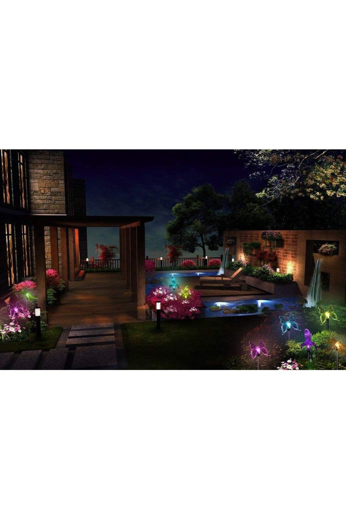Teo-Set 3 Lampi Solare LED tip pasare-fluture-libelula, Inaltime 43 cm, , Multicolor 3
