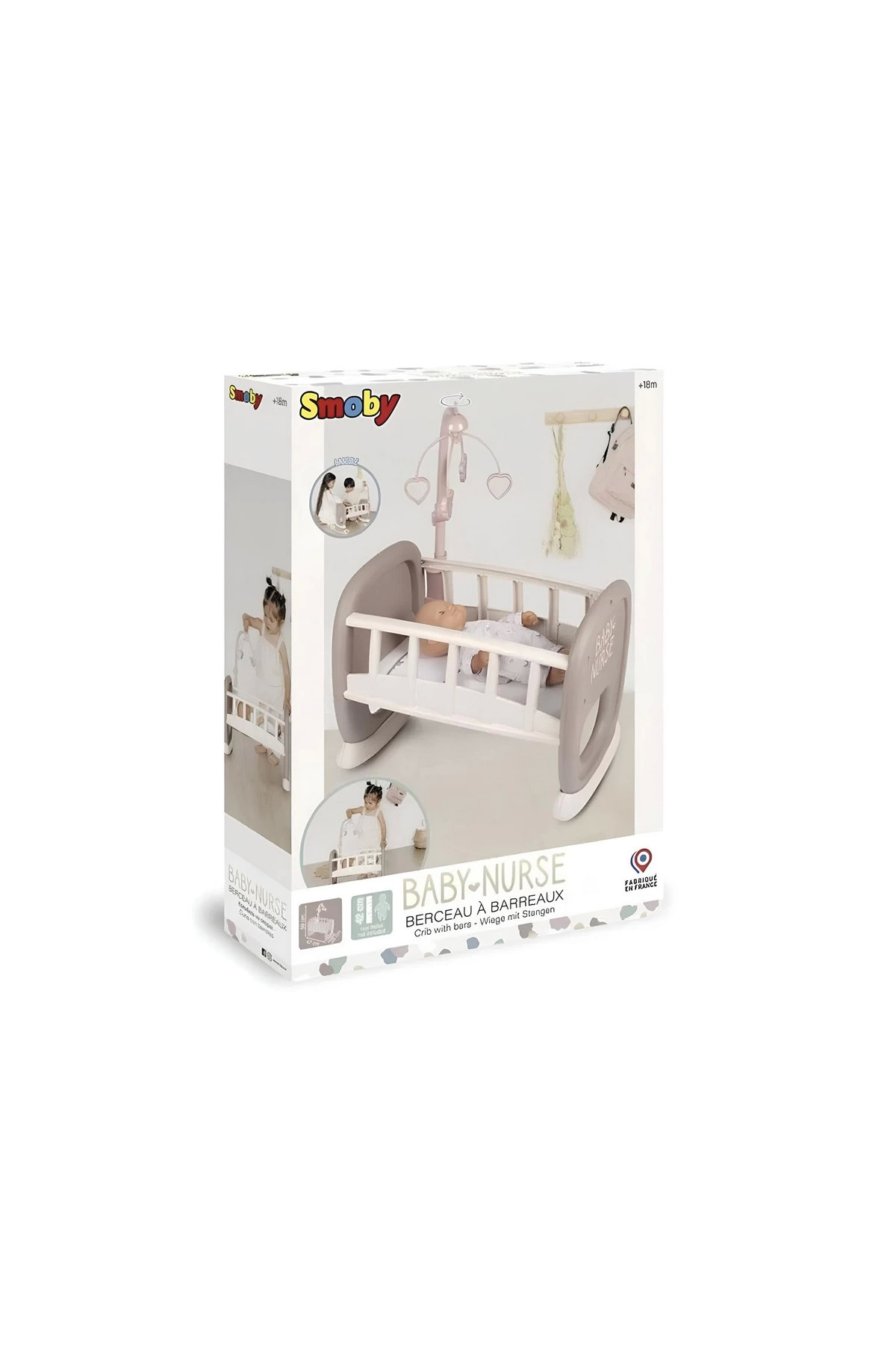 TOYFEST Smoby Baby Nurse Sallanan Dönenceli Bebek Beşiği 220372 fotoğrafı 2 (önizleme)