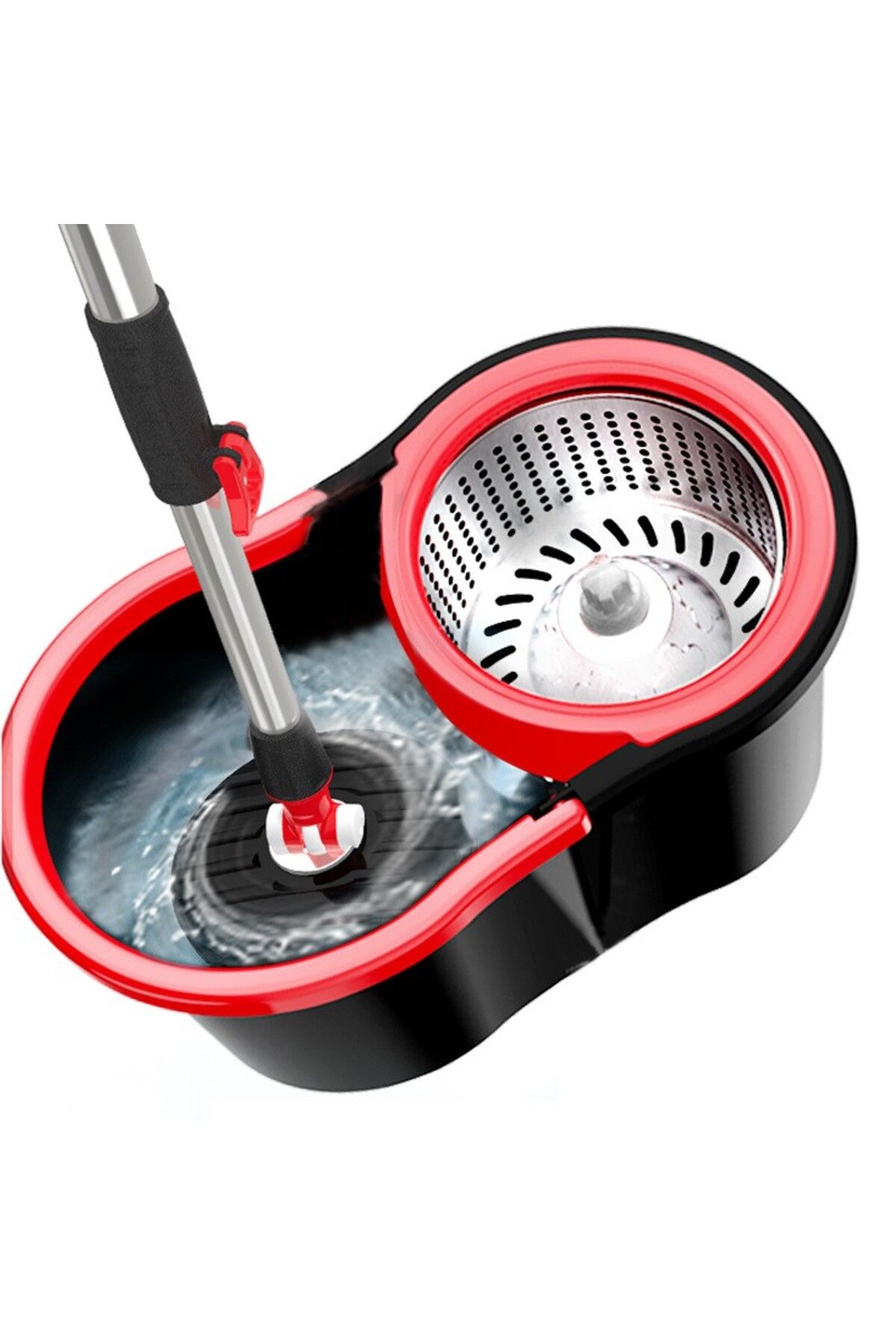 Teo-Rotating mop set with bucket, plastic and microfiber material, durable, with drain plug, removable bowl 6