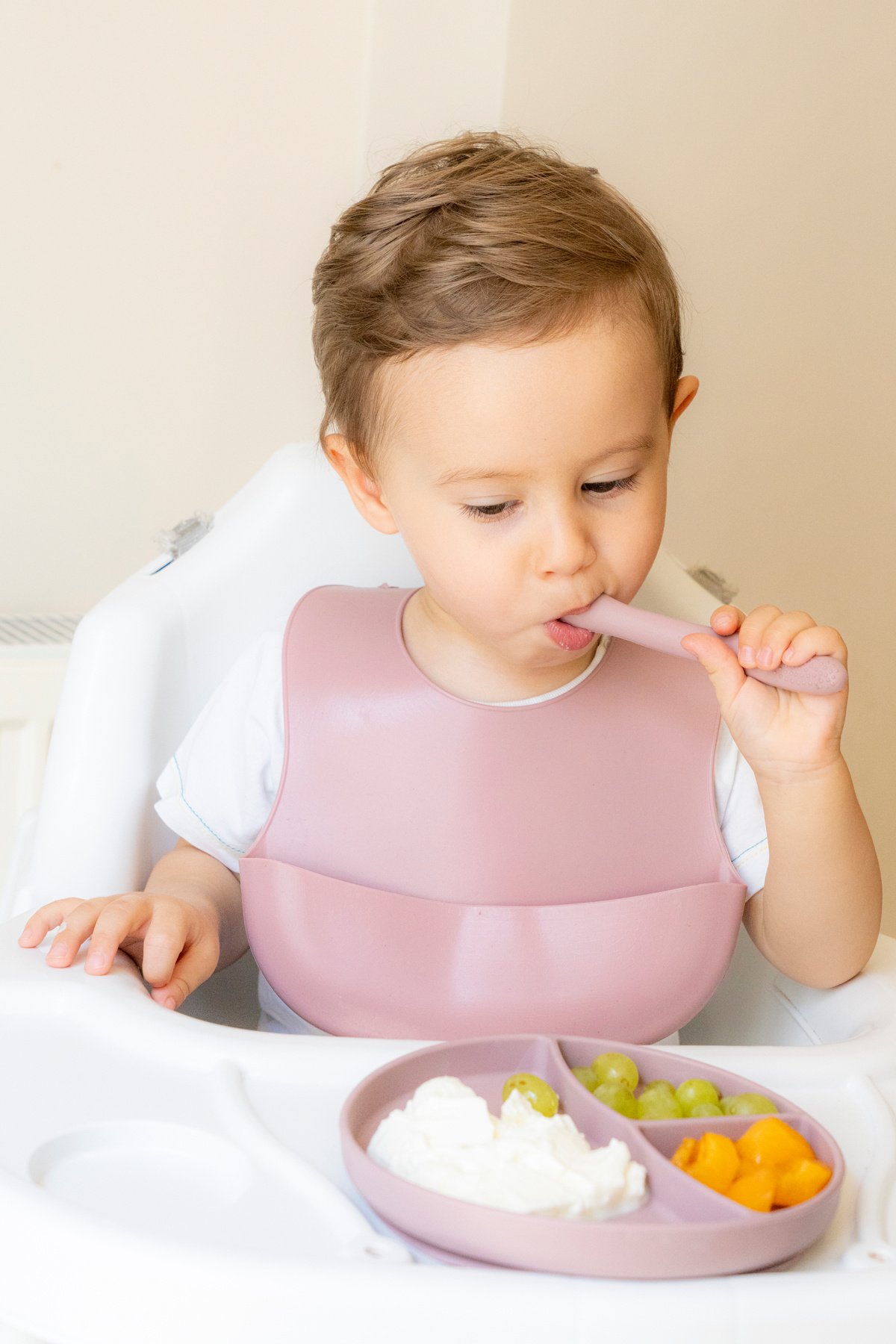 NoiBaby Vakum Tabanlı Silikon Tabak - Silikon Kaşık 2'li Set - ( Pembe ) fotoğrafı 2 (önizleme)