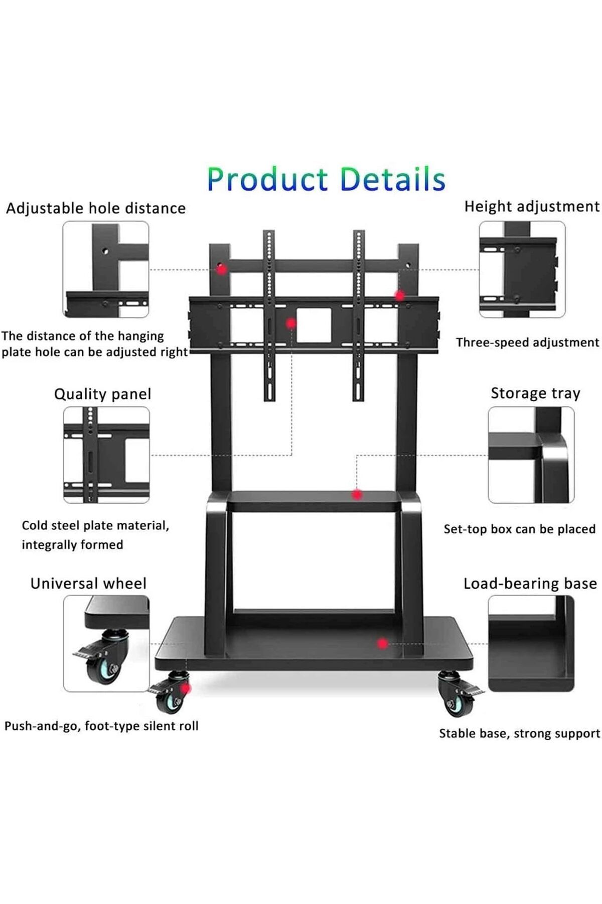 GENERALTEC-Universal TV Stand with Adjustable Height, 55-110 Inch LCD/LED Smart Flat Curved TVs Up to 275kg 7