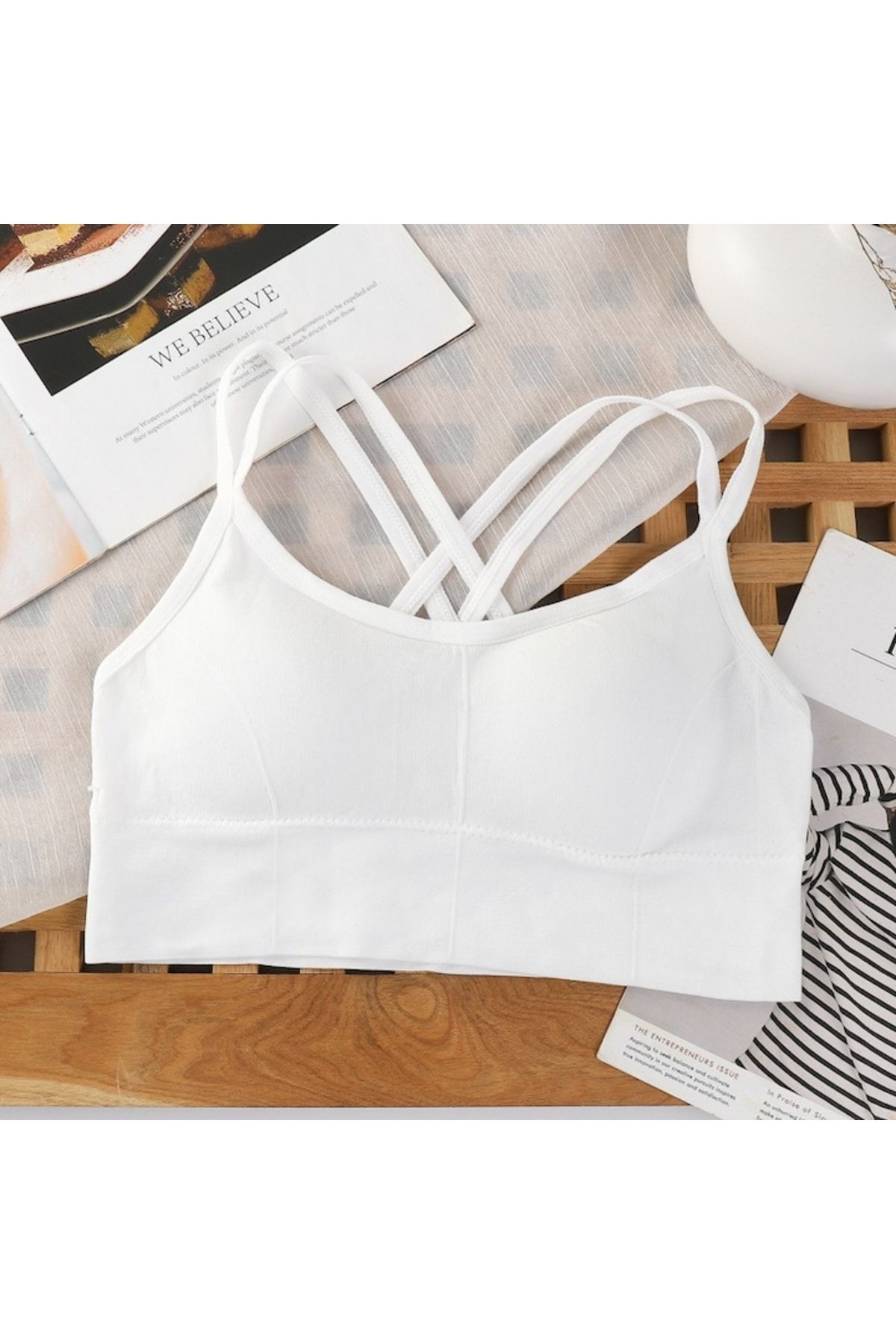 Mixbo-- Gym bra, with straps and bare back, seamless, Push Up model, size U 3