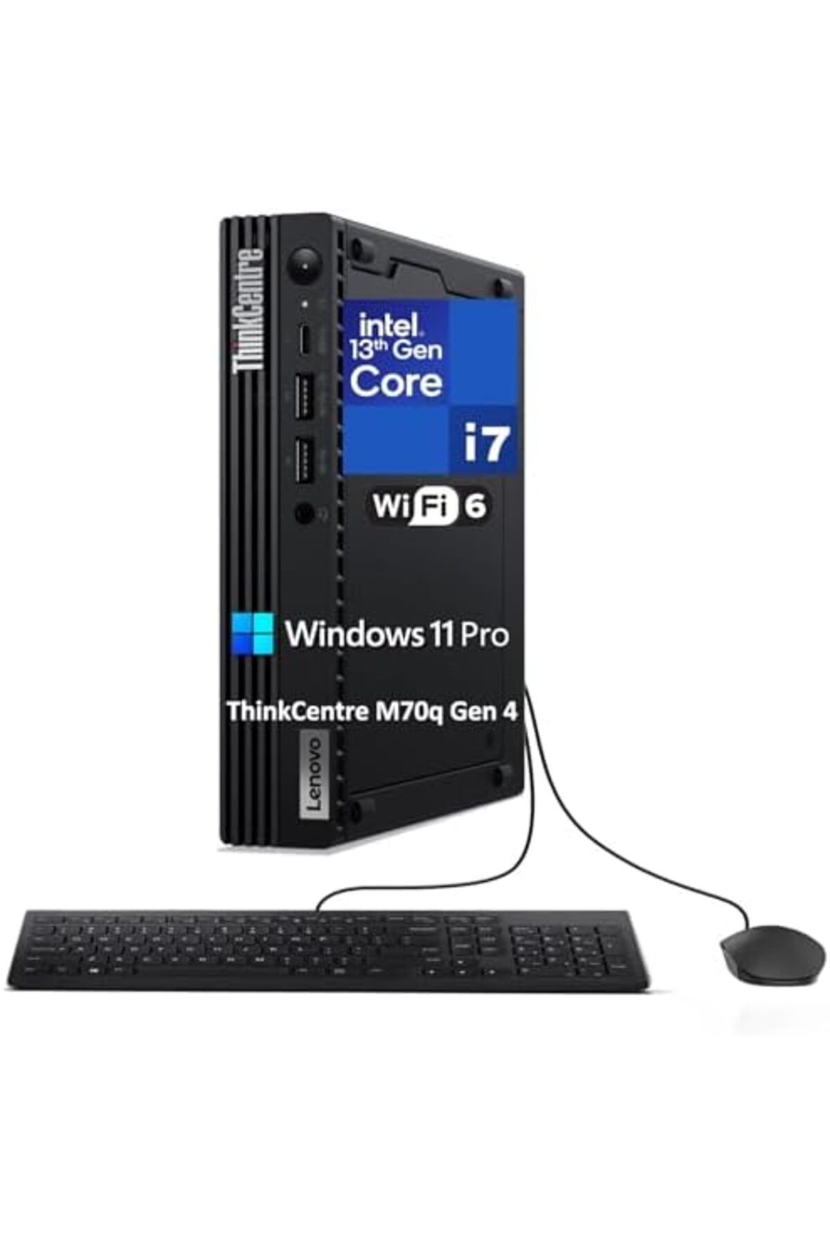LENOVO-ThinkCentre M70q Mini Desktop, Gen 4, Intel Core i7-13700T, 16GB RAM DDR4, 512GB PCIe SSD, Wi 2