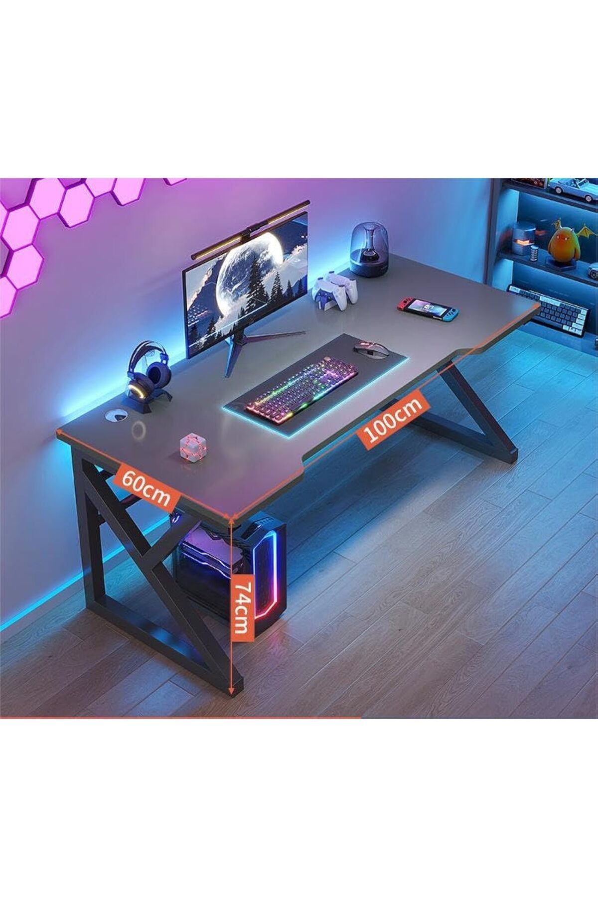 AGD-Gaming Computer Desk in K-Shape by AGD, 100 cm, Black 1