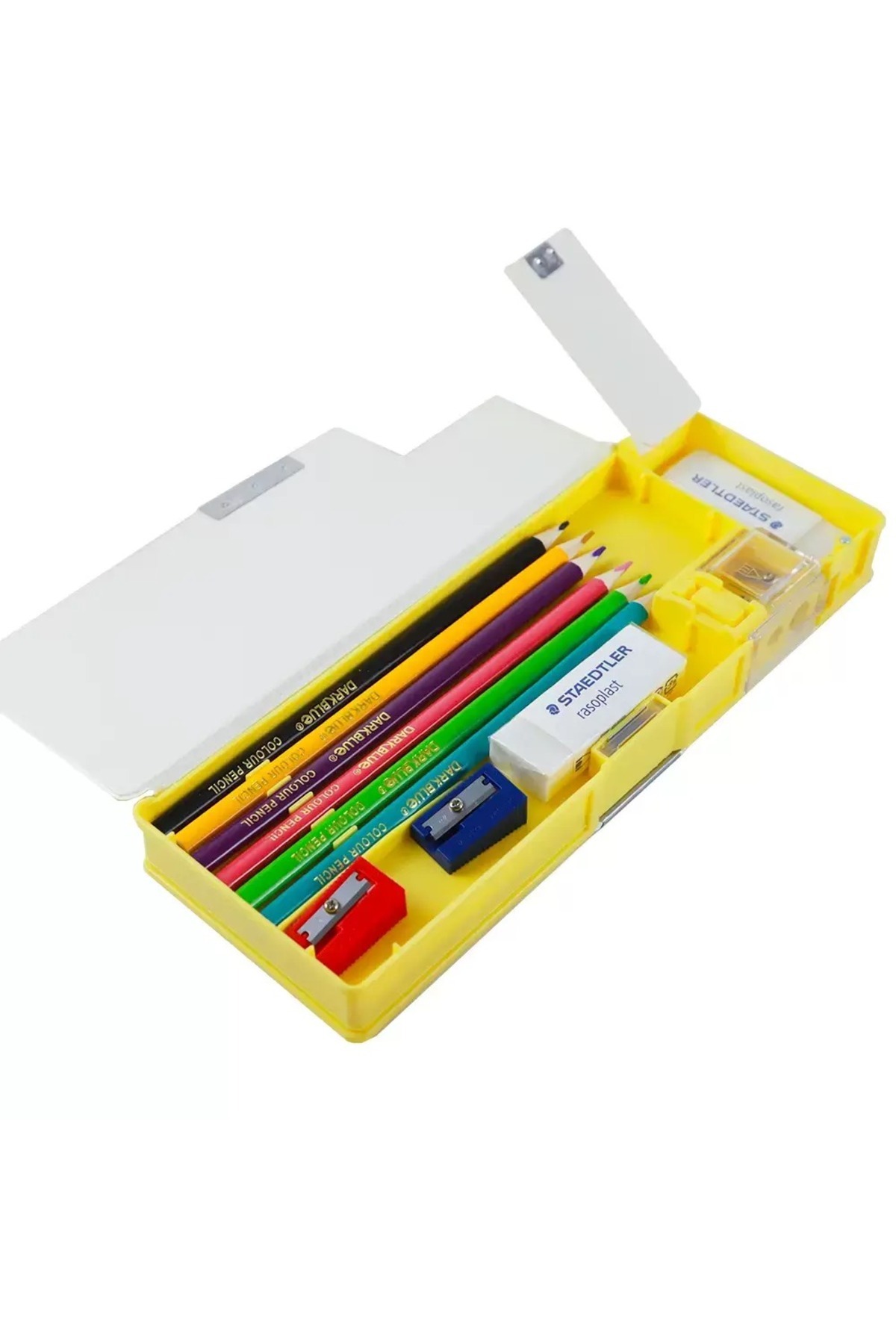 Generic-Duck Printed Pencil Box - Yellow | Multifunctional Storage with Inbuilt Dual Sharpener for Kids 3