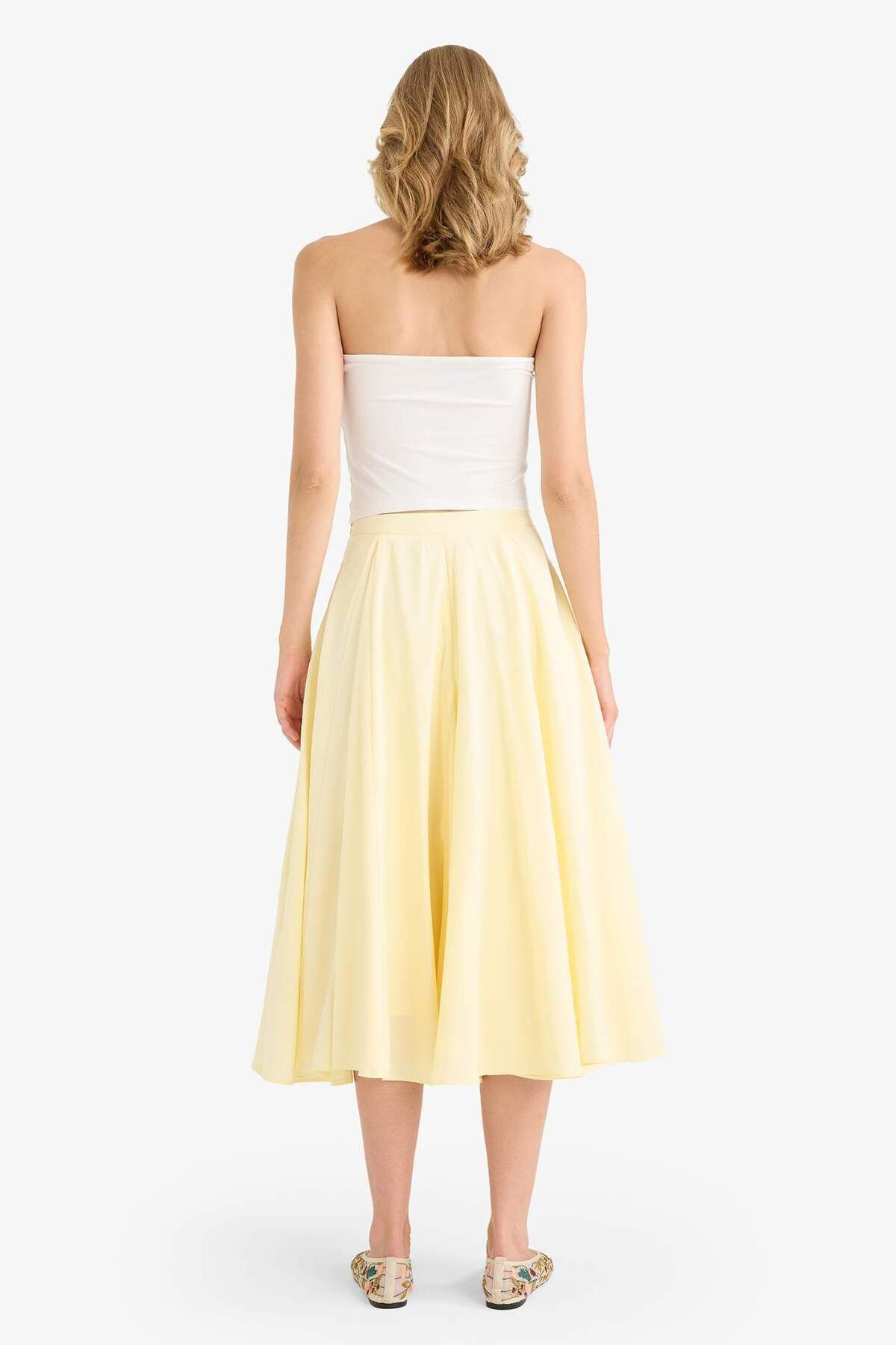DeFacto-A-Line Regular Waist Lined Poplin Maxi Skirt G0777Ax25Sm 5