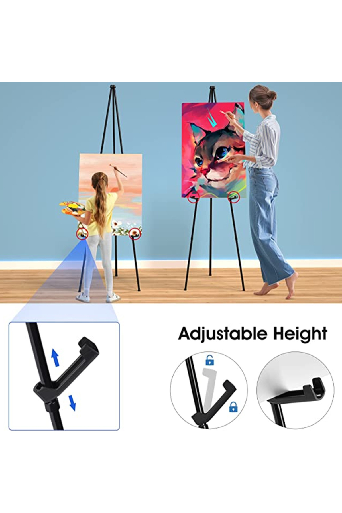 KidLe-Folding Display Frame for Drawing Board, Tripod Art Poster Frame 2