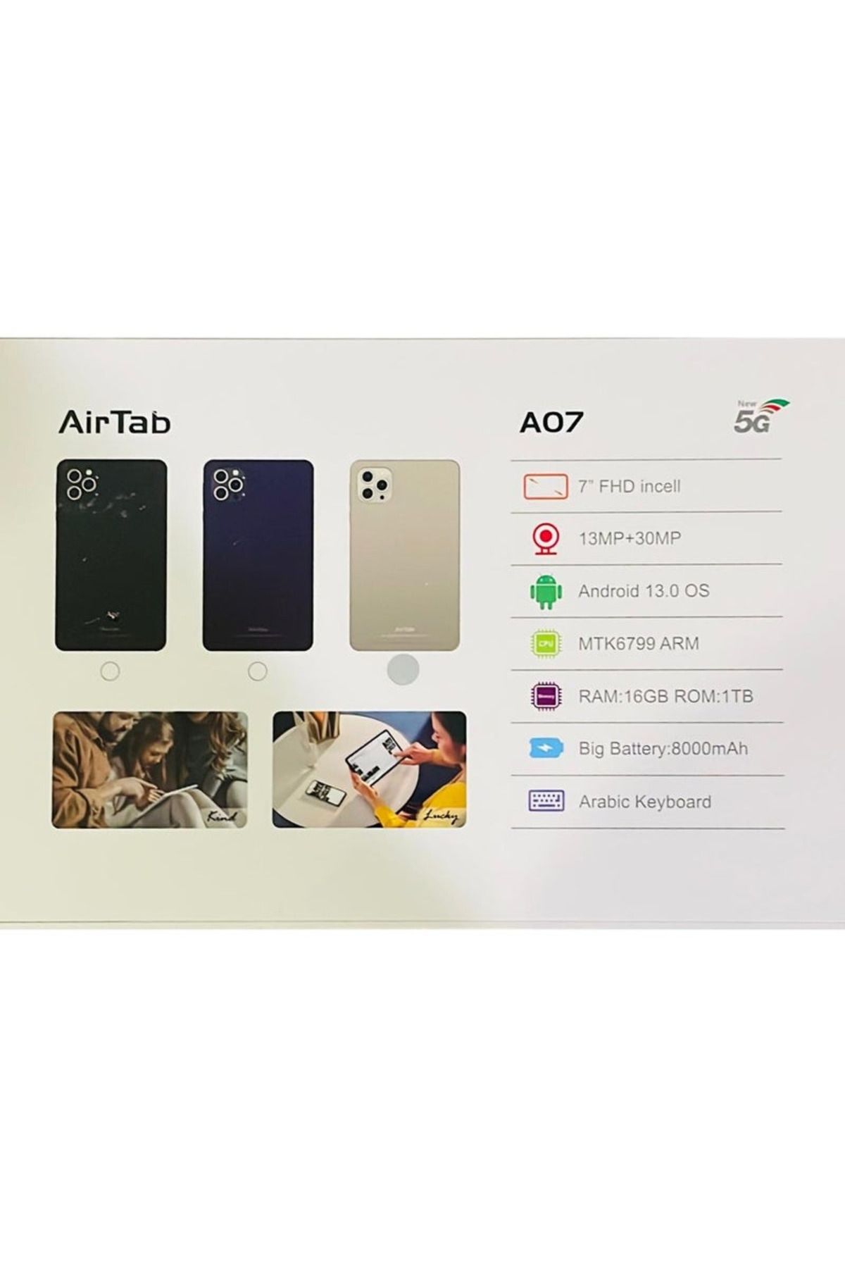 AİRTAB-A07 Tablet with Arabic Keyboard, 7 inch FHD Screen, 1TB Internal Memory, 16GB RAM 3