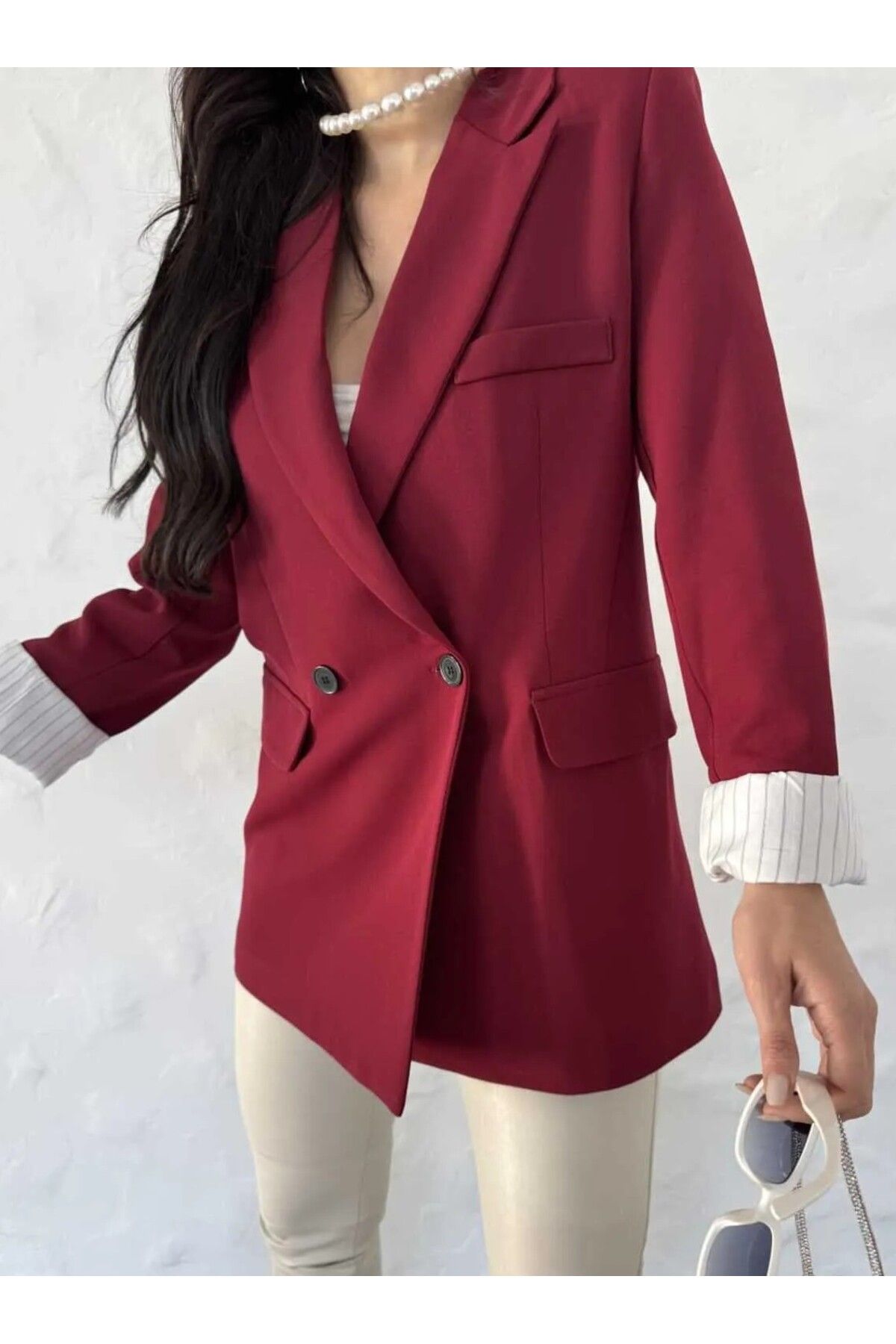 Moda İkra-Blazer Jacket with Buttons on the Front and a Line Inside 4