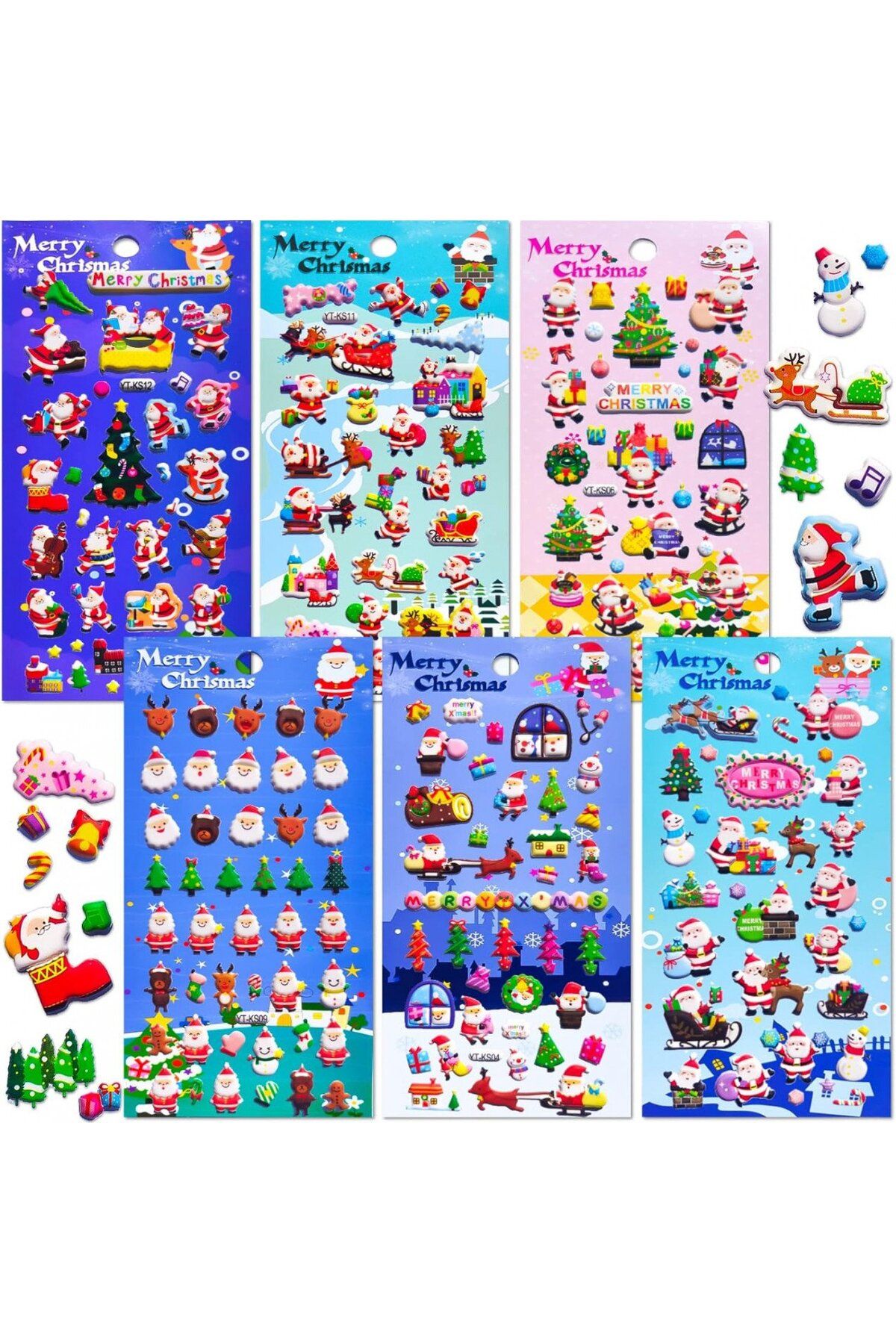 MOKIU-Set of 8 sheets of Christmas stickers, PVC, multicolor, 22 x 10 cm 1