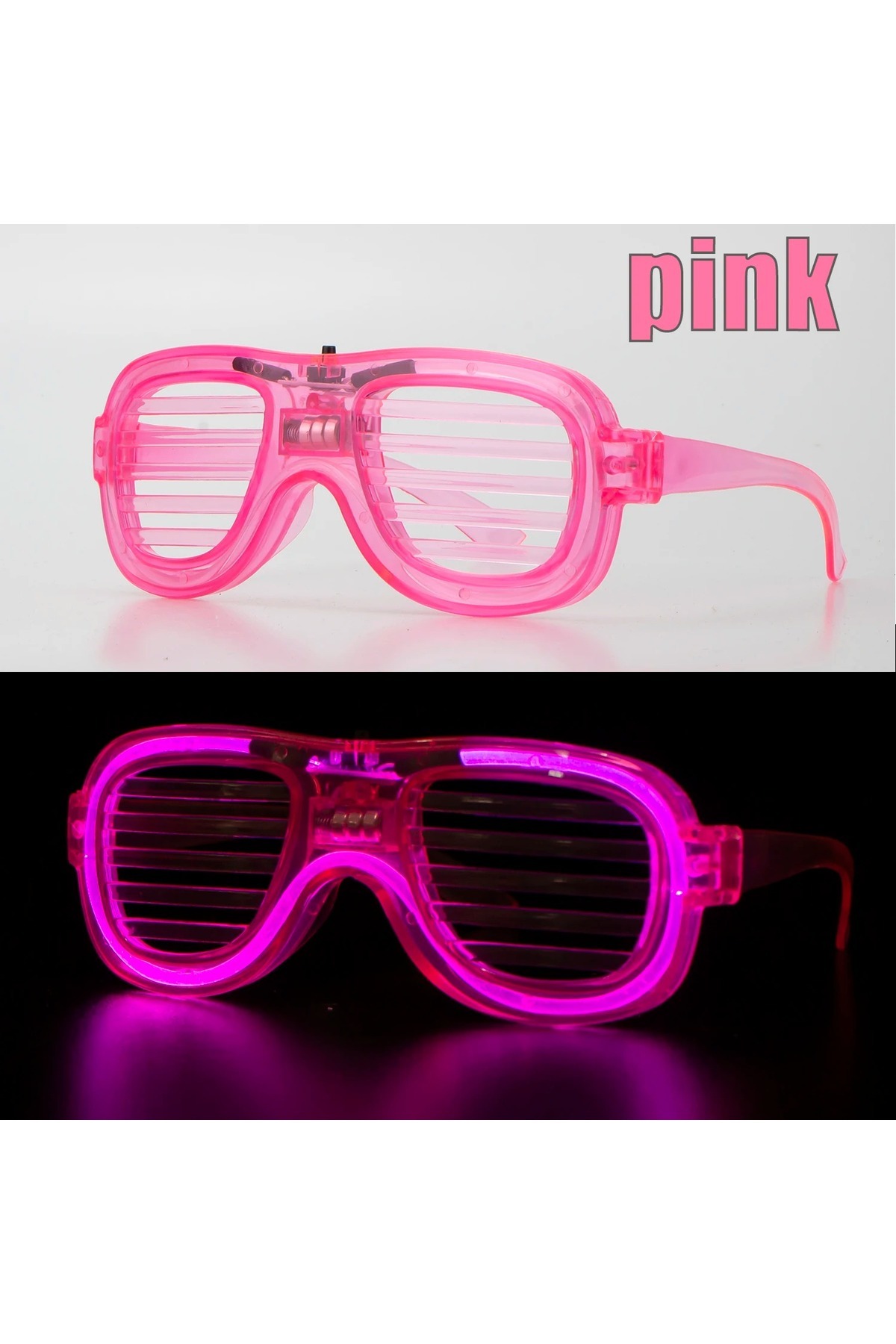 samur parti parti aksesuar & kostüm Pembe Led Işıklı Parti Gözlüğü - Neon Glow Şerit Gözlük 3 Modlu