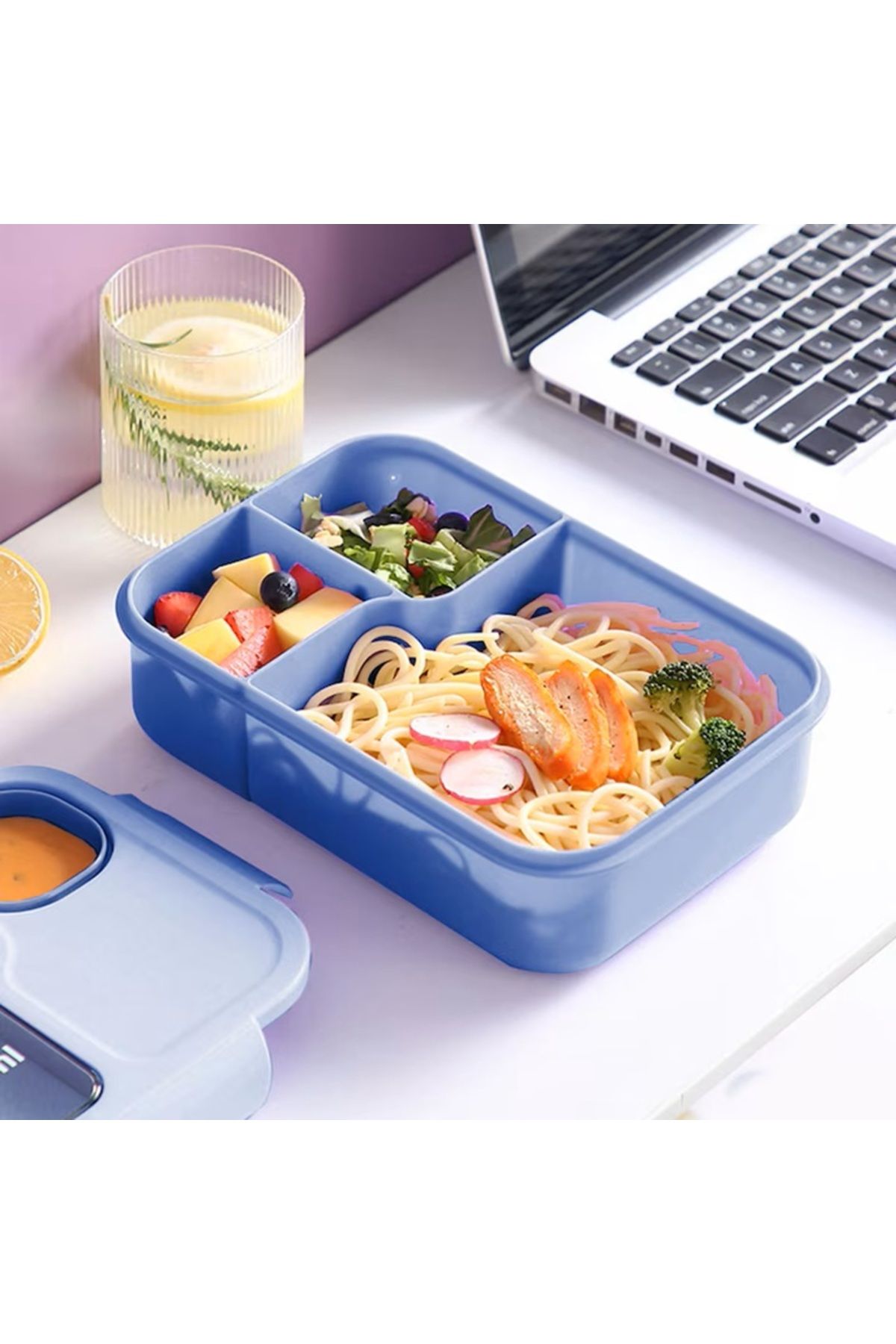 SUMAKA-Lunch Box 1450ml 3 Compartments Student Sealed Adult With Spoon And Fork Leak Proof Microwavable 3