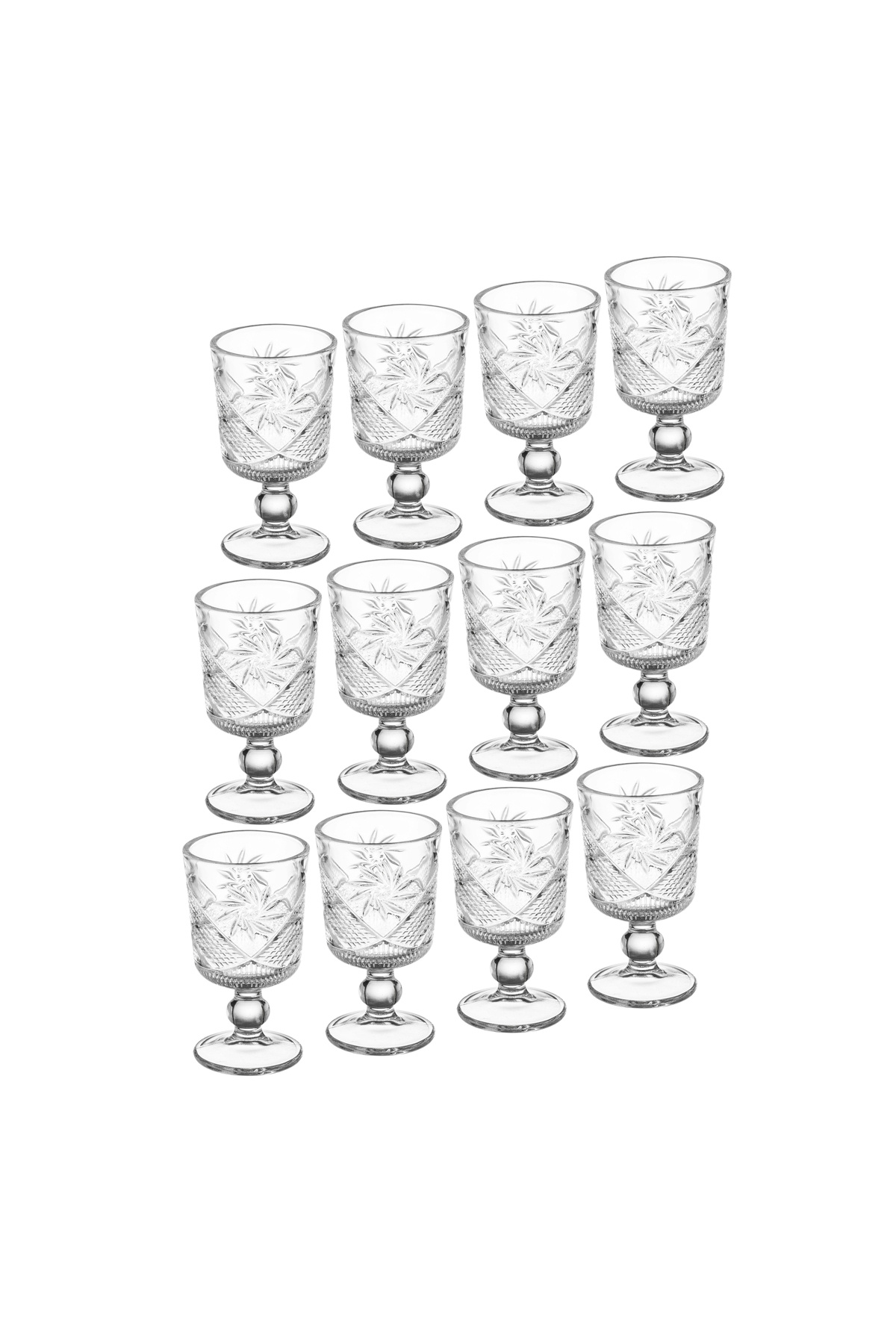 Dania-Set of 12 glass cups with base for juice and for all occasions and receptions Capacity 65 mm 2