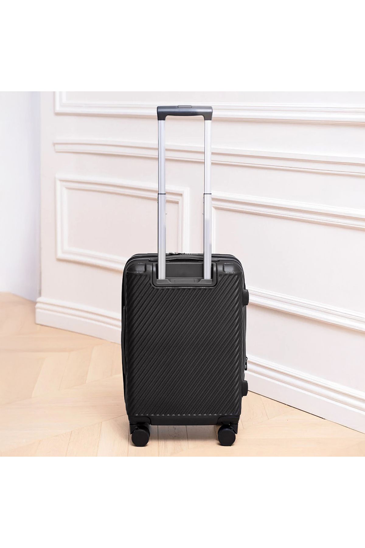 Quasar & Co.-Set of 3 trolleys S/M/L, suitcases, luggage with lock, telescopic handle, suitcases with 4 double wheels, ABS, black 5