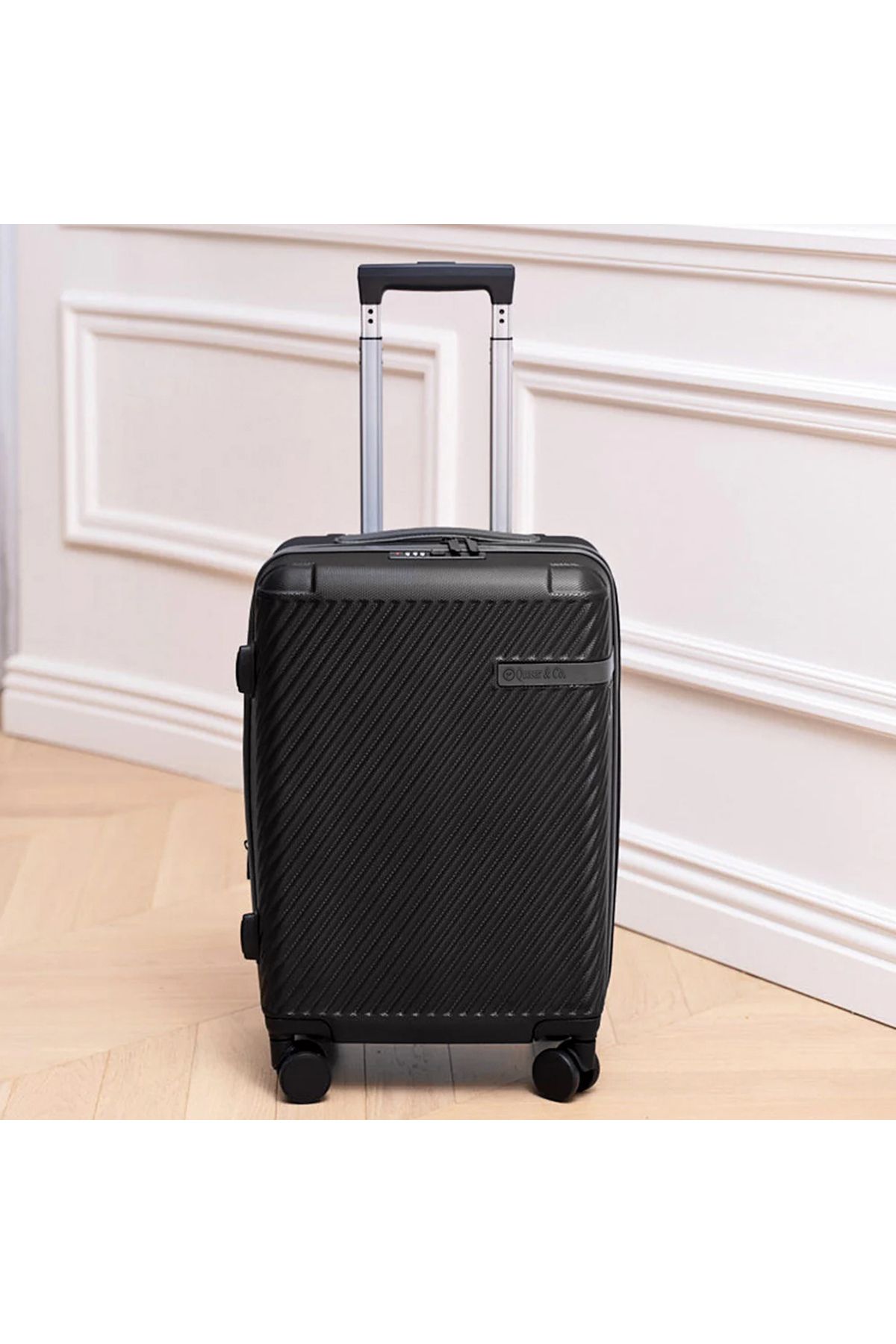 Quasar & Co.-Set of 3 trolleys S/M/L, suitcases, luggage with lock, telescopic handle, suitcases with 4 double wheels, ABS, black 6