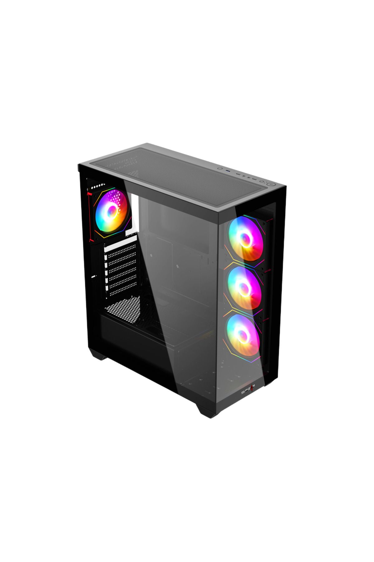 SPEARPC-هيكل Avalanche ATX، 4 مراوح RGB، USB 3.0، لوحة زجاجية، وحدة معالجة رسومات 400 مم، موزع ARGB وجهاز تحكم عن بعد 2