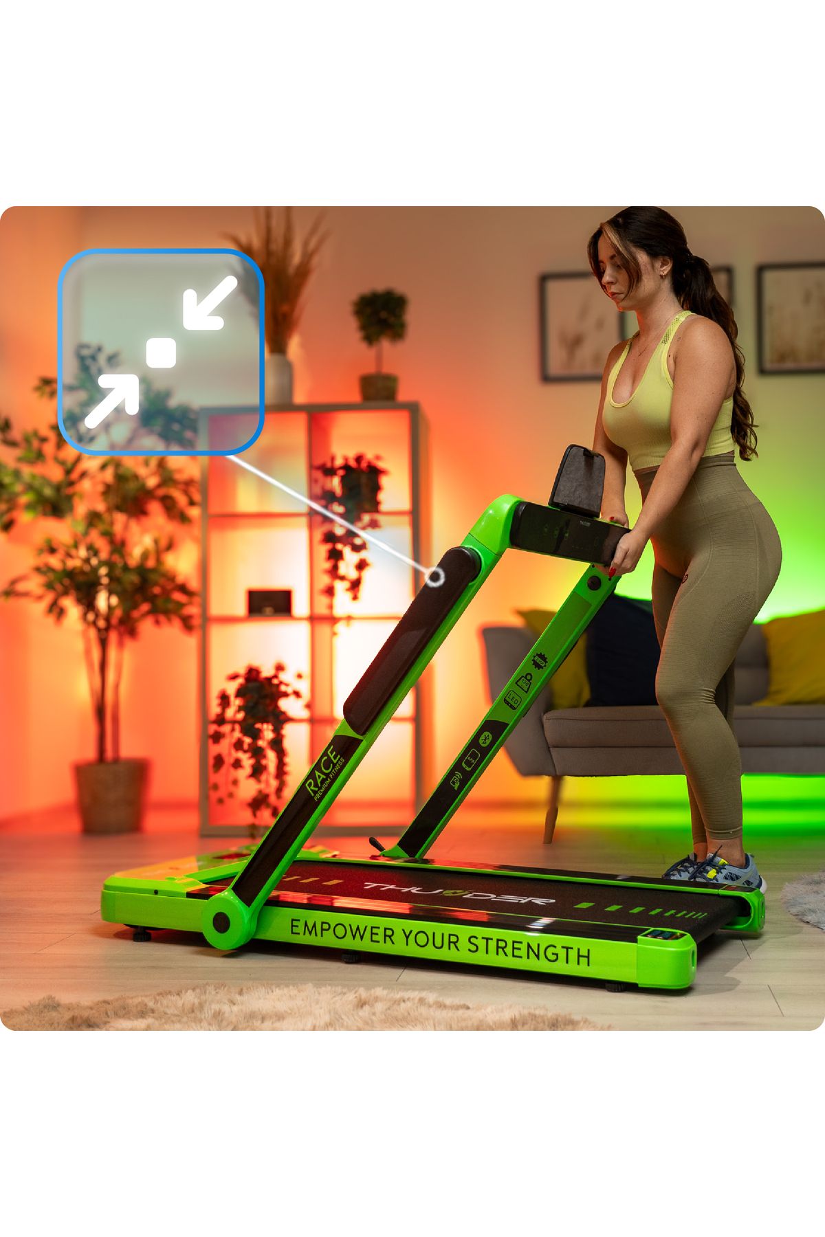 Thunder-Electric treadmill, Race-Green, Maximum speed 14km/h, maximum supported 130kg 4