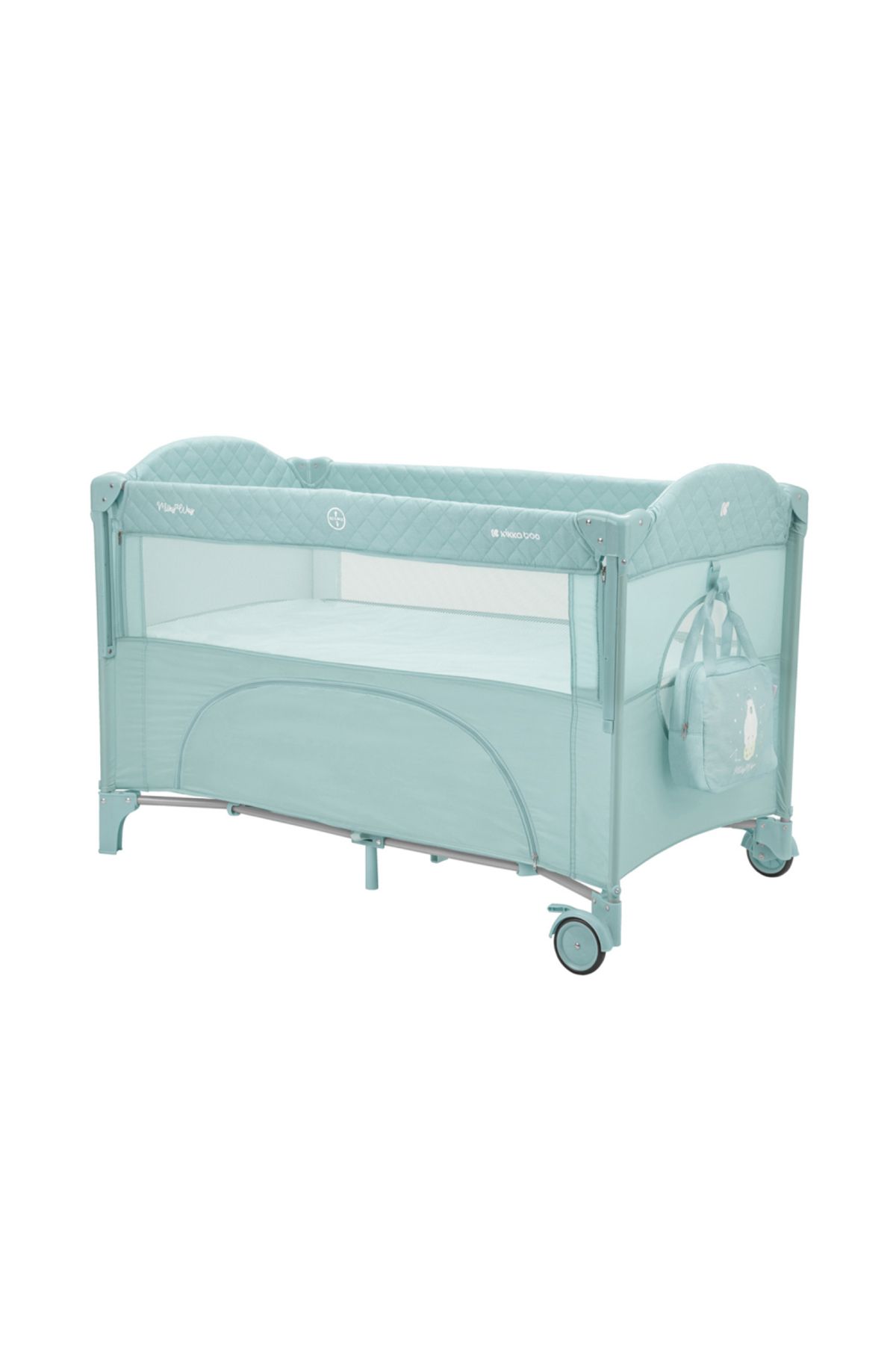 Kikka Boo-KikkaBoo Milky Way Mint folding cot with 2 levels, 3-level sliding side, folding 2