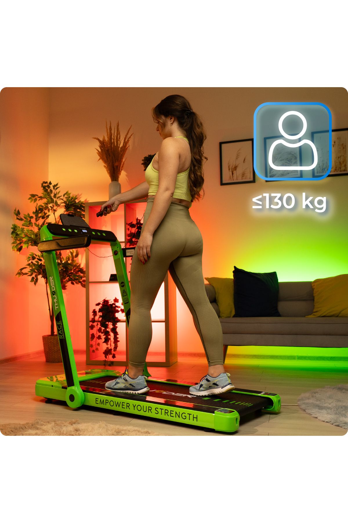 Thunder-Electric treadmill, Race-Green, Maximum speed 14km/h, maximum supported 130kg 5