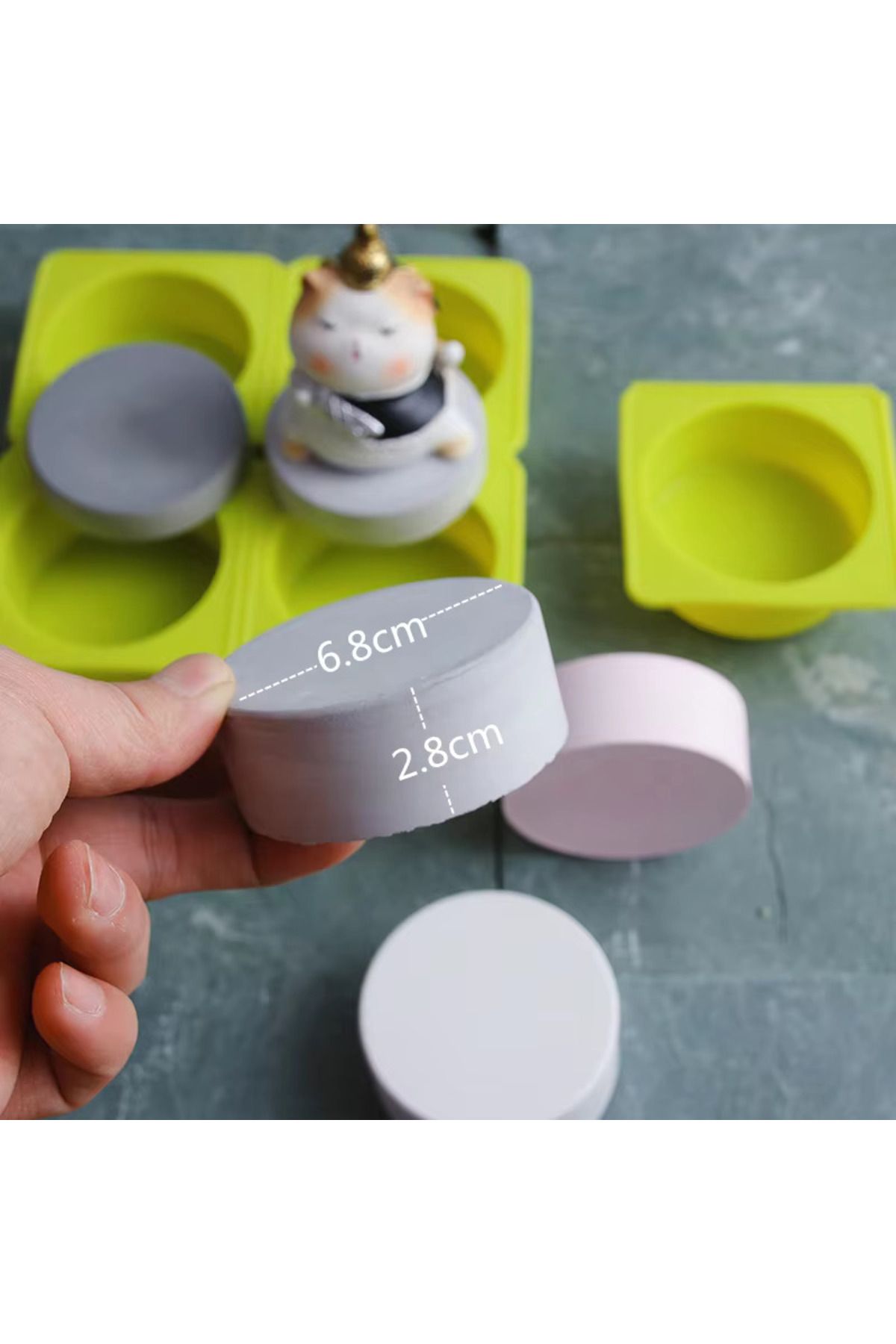 awwaline-Set 4 silicon molds, awwaline, round, yellow, ideal for muffins, cakes, eggs, DIY projects, wax, can 5